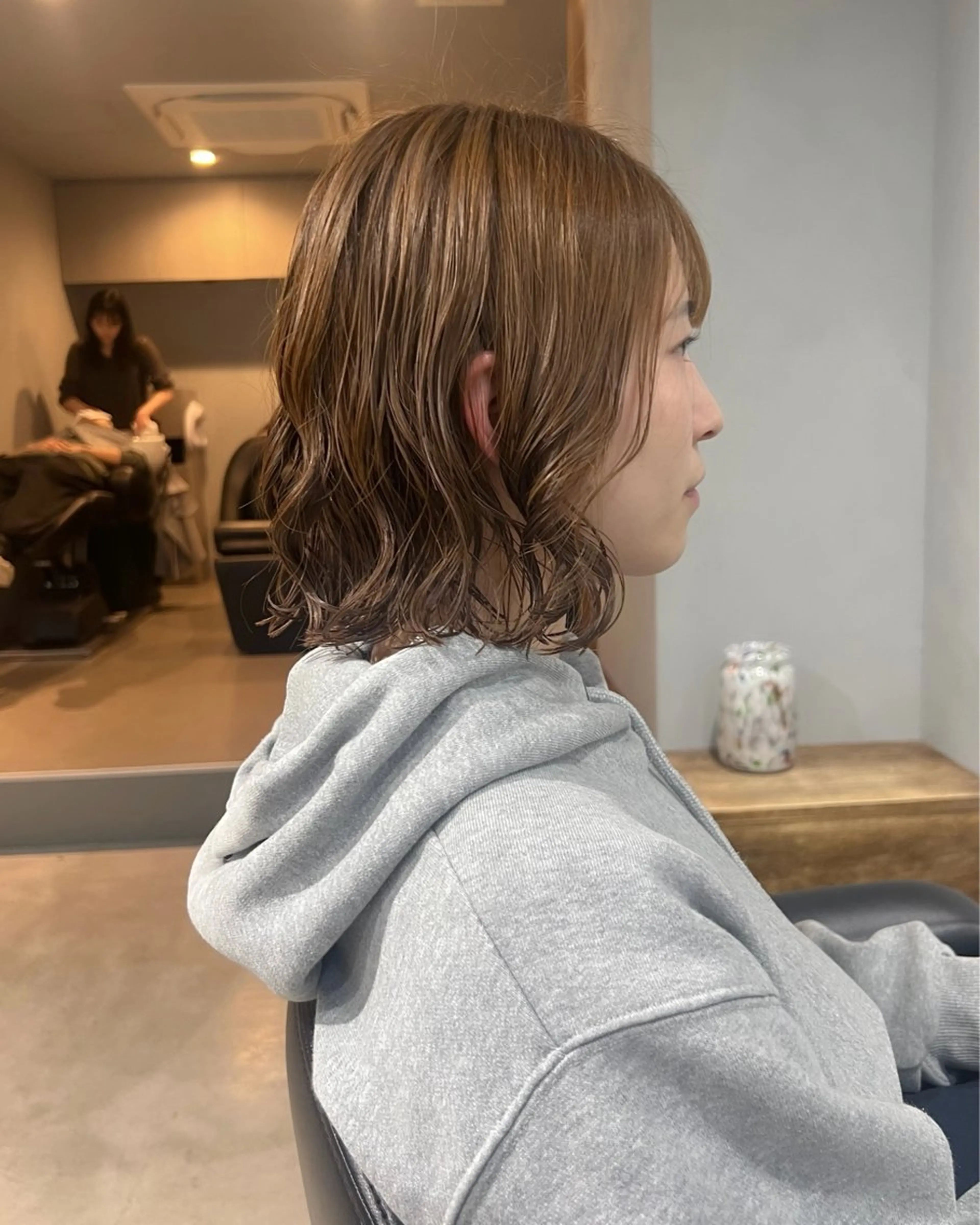 ミディアム カラー パーマ ヘアカラー トリートメント akane/ボブ /オリーブ/ブラウンのヘアスタイル