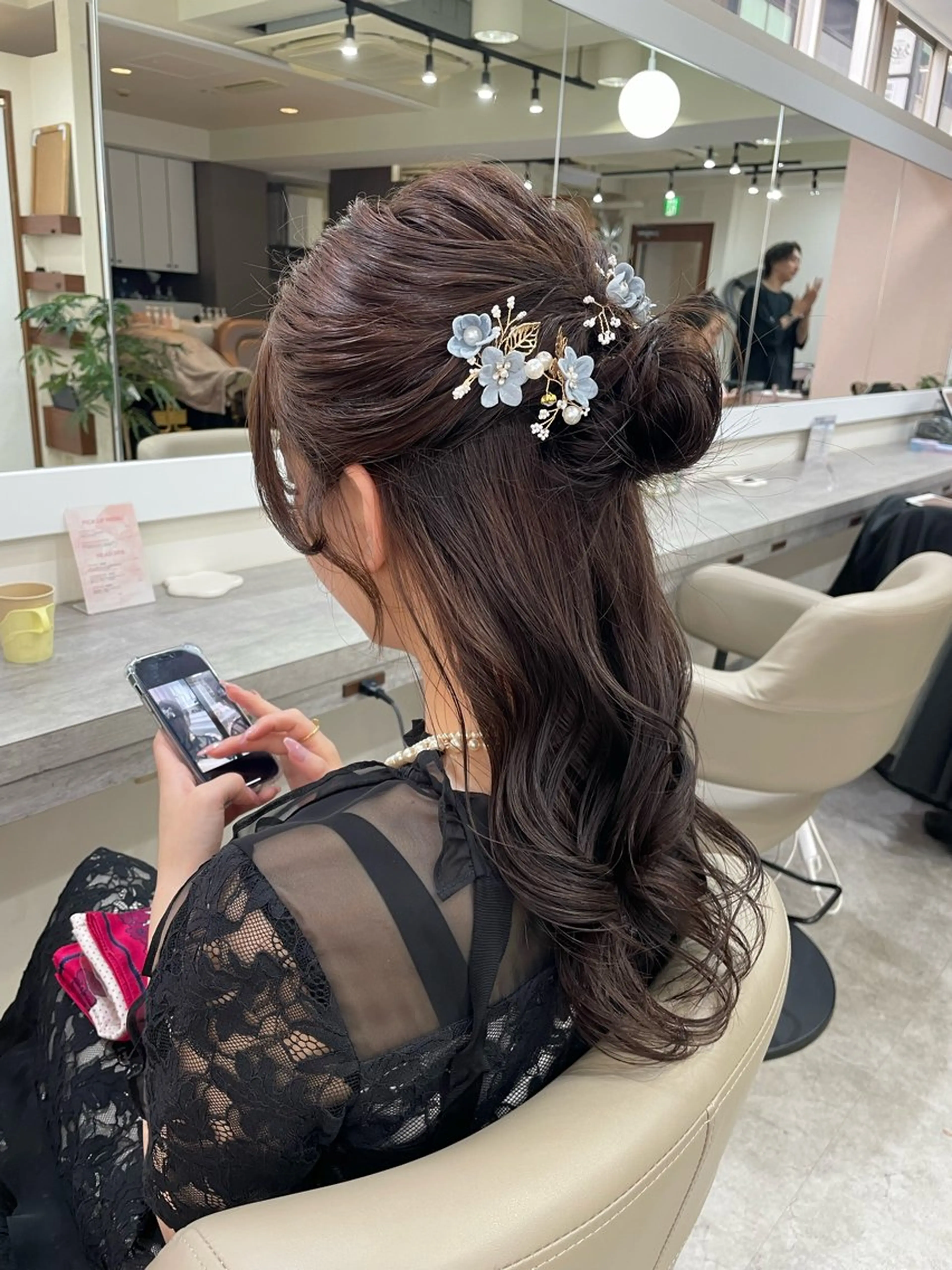 ロング ヘアアレンジ ヘアセット 韓国風パーマ/耳つぼ ヘアセット/みづきのヘアスタイル