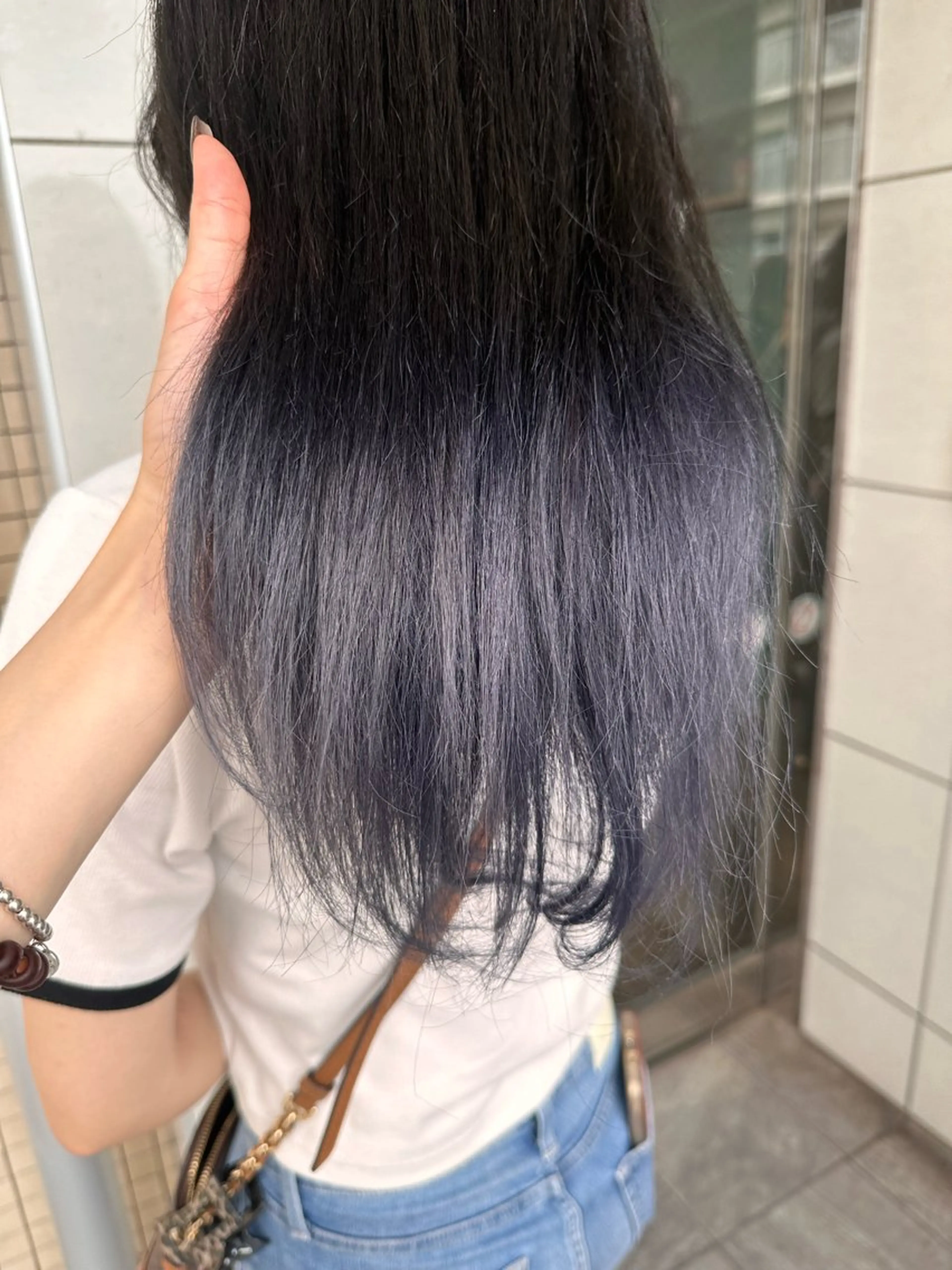 ロング カラー パープルカラー シルバー ヘアカラー トリートメント 🧸プルエクステ❤︎ ネイルKAO🧸のヘアスタイル