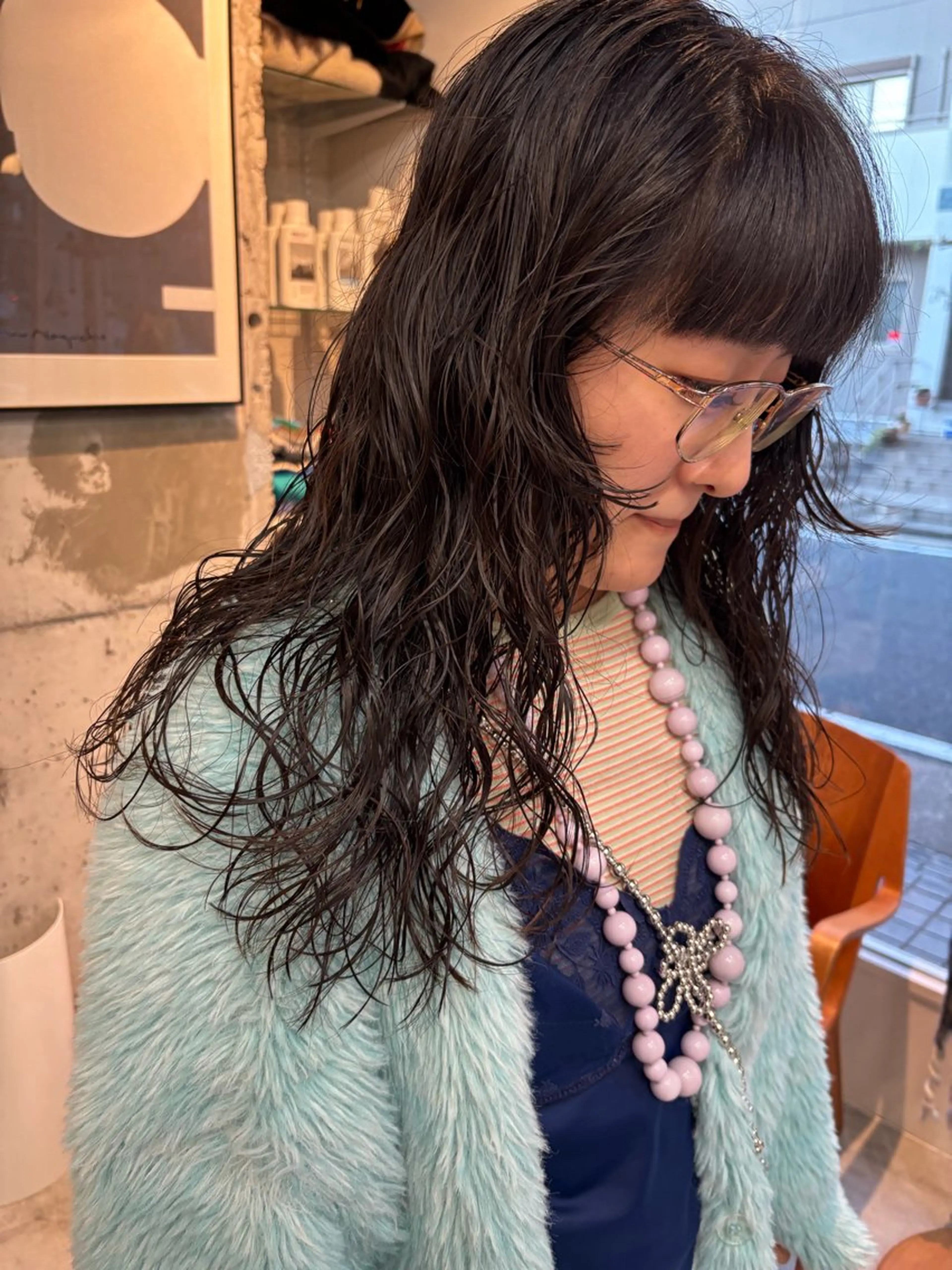 ロング パーマ カット パーマ 永田 愛莉のヘアスタイル