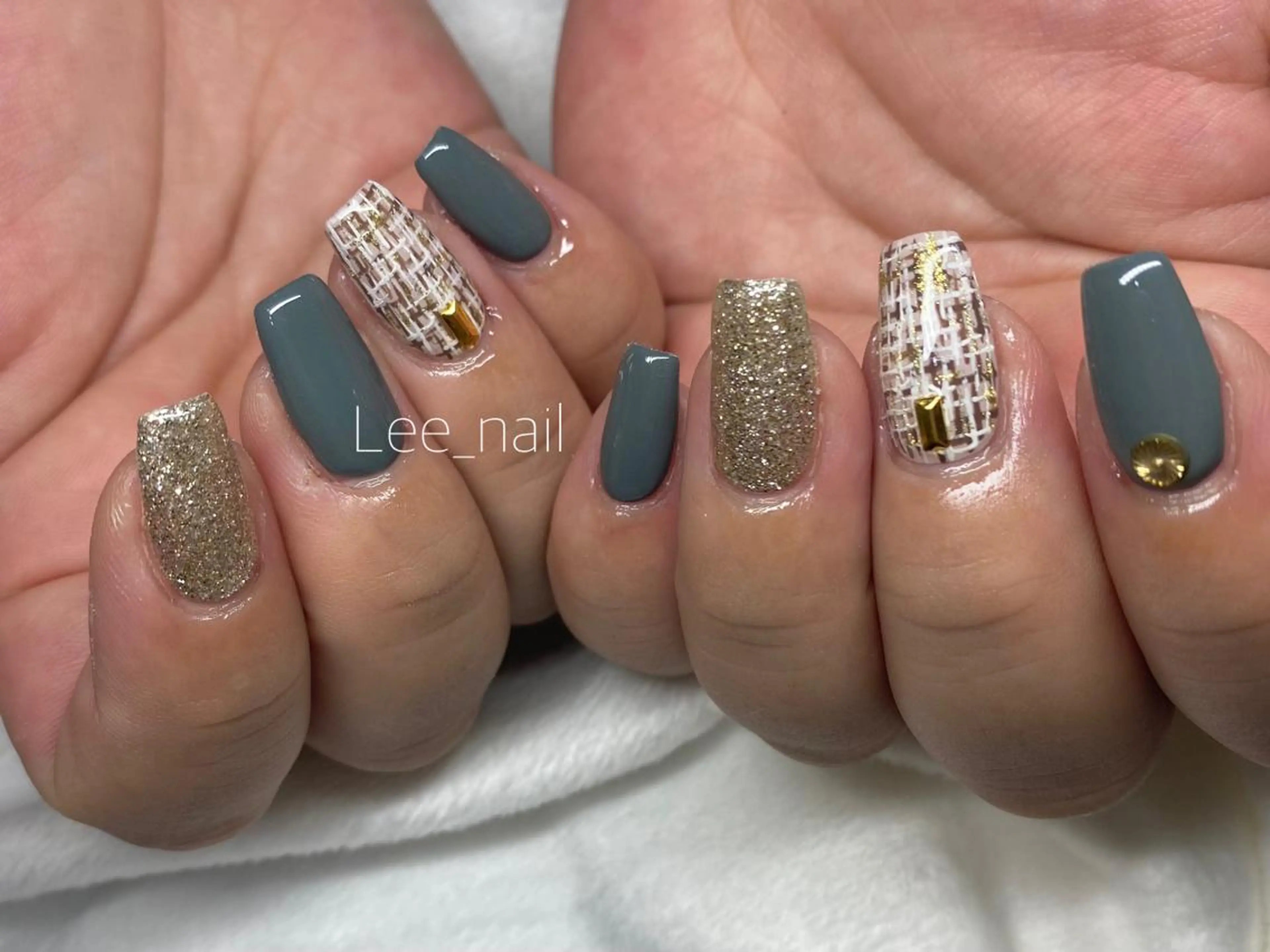 ネイル ジェルネイル ワンカラーネイル スカルプネイル ツイードネイル Lee_ nailのネイルデザイン