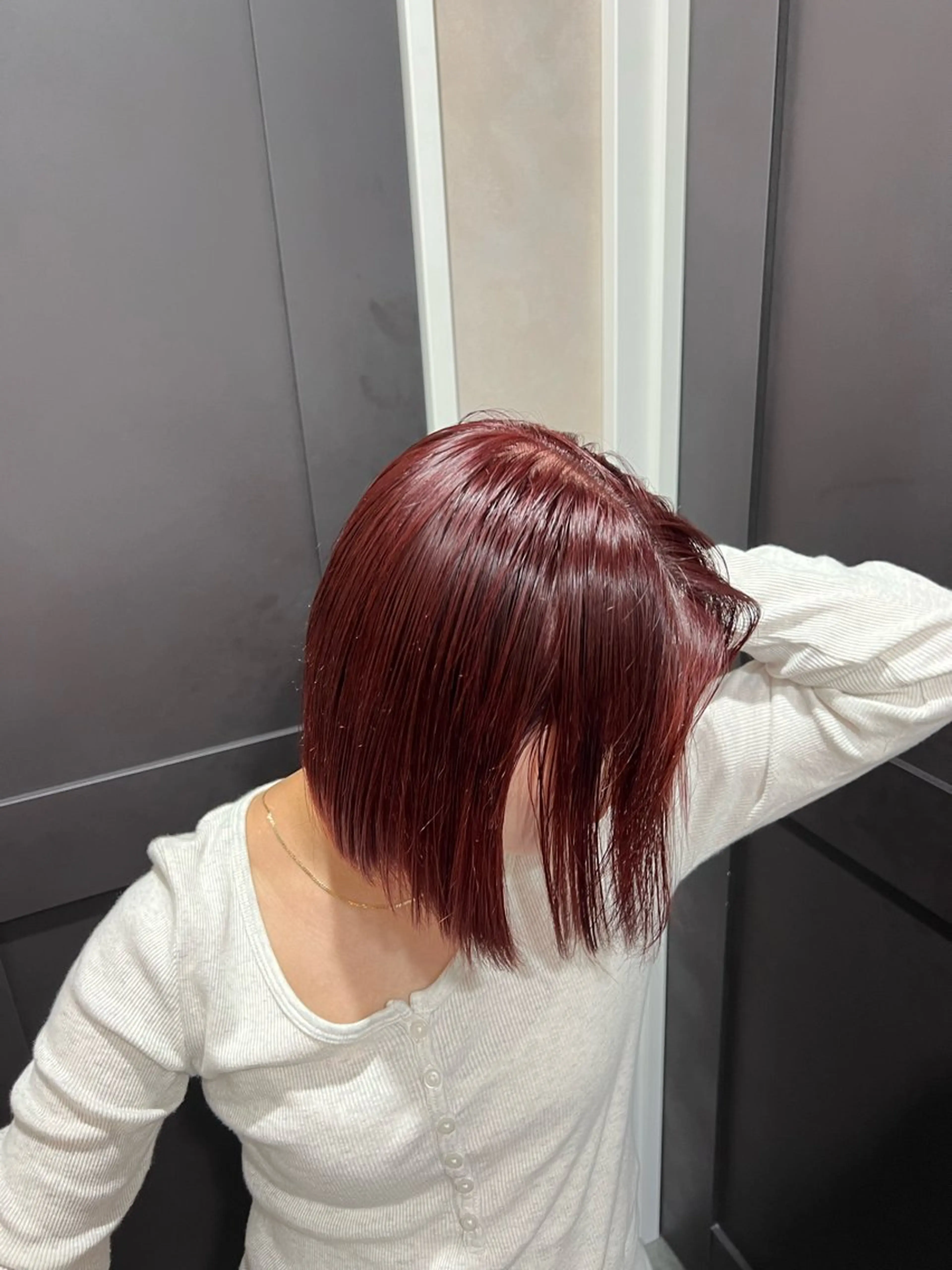 ミディアム カラー レッドカラー 長田 すみれ子のヘアスタイル