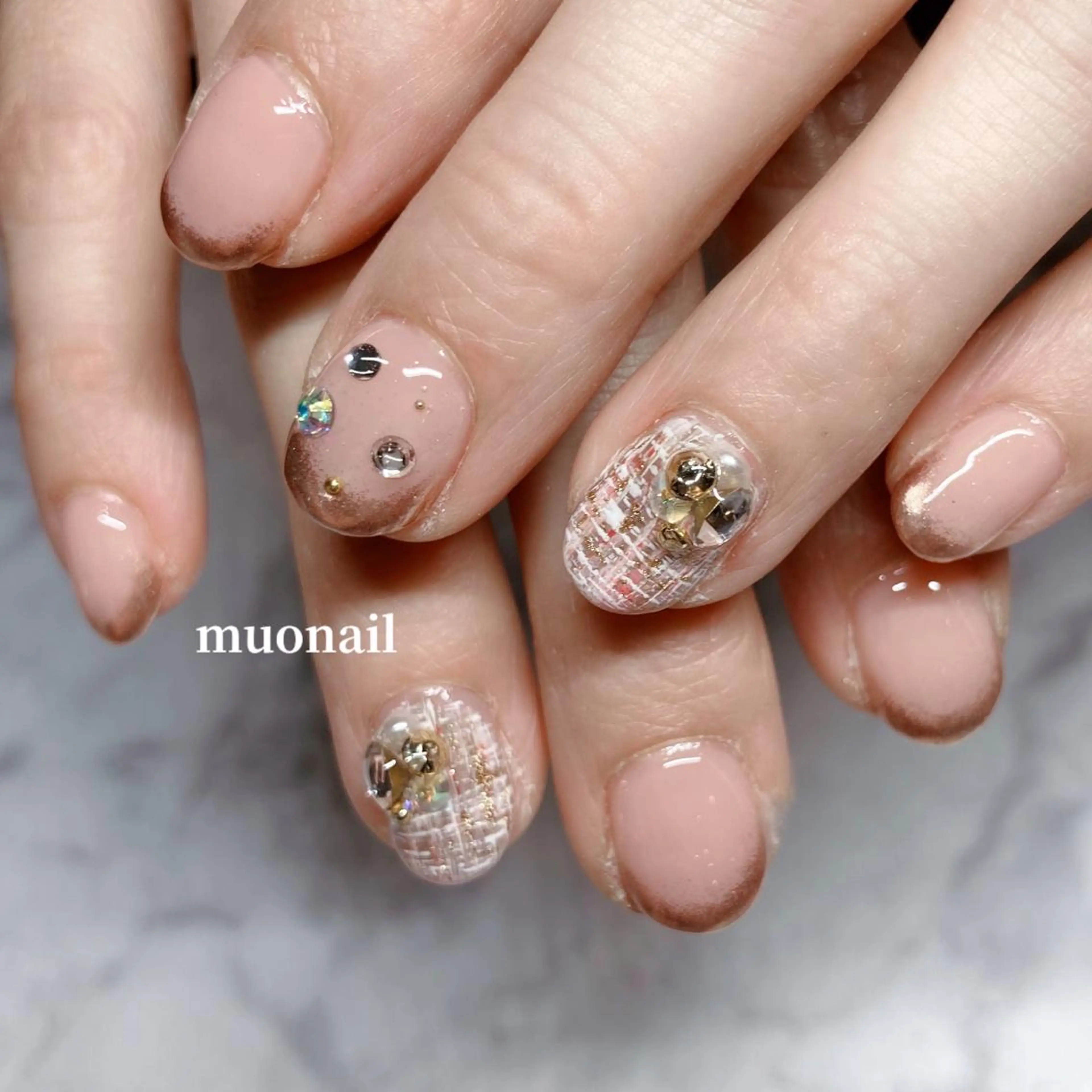 ネイル ストーンネイル ツイードネイル Sand by muoのネイルデザイン