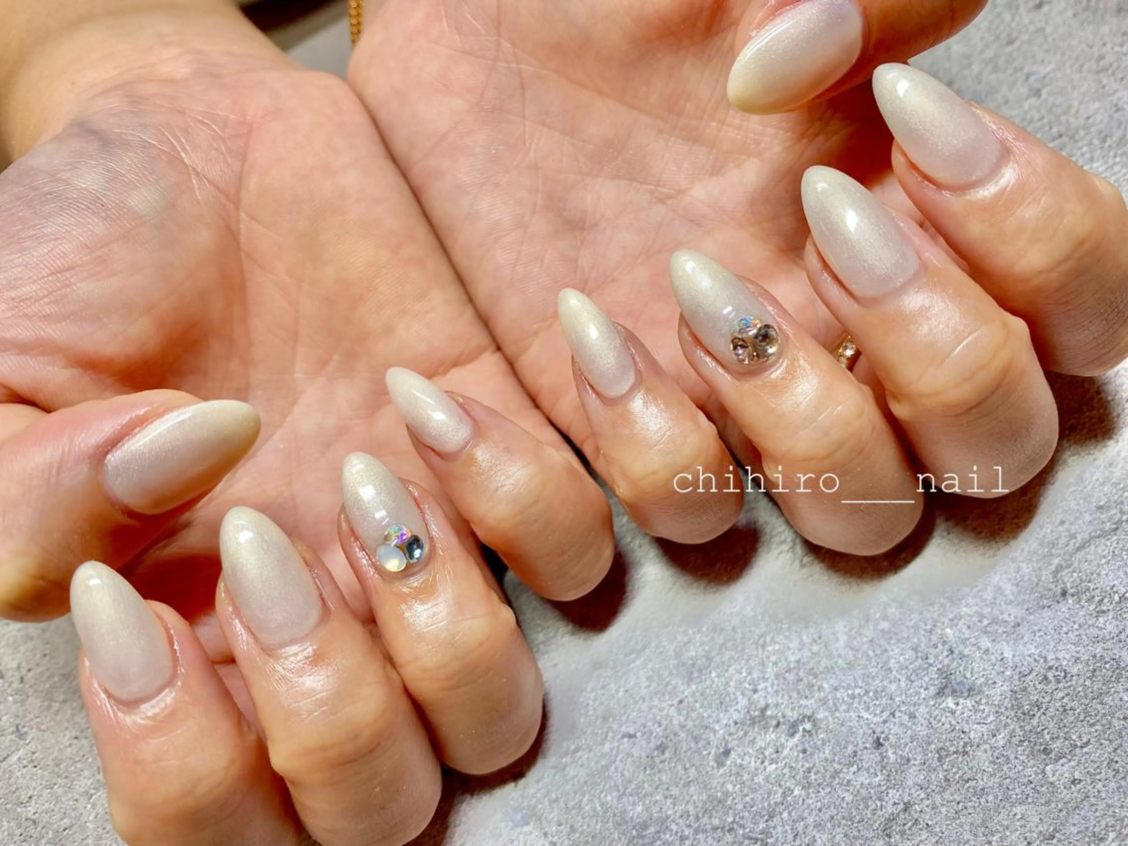 ロング カラー ネイル アートネイル フレンチネイル ジェルネイル マグネットネイル マグネットフレンチ ハンドネイル beauty salon ma'am所属・chihiro 小路ネイルのネイルデザイン