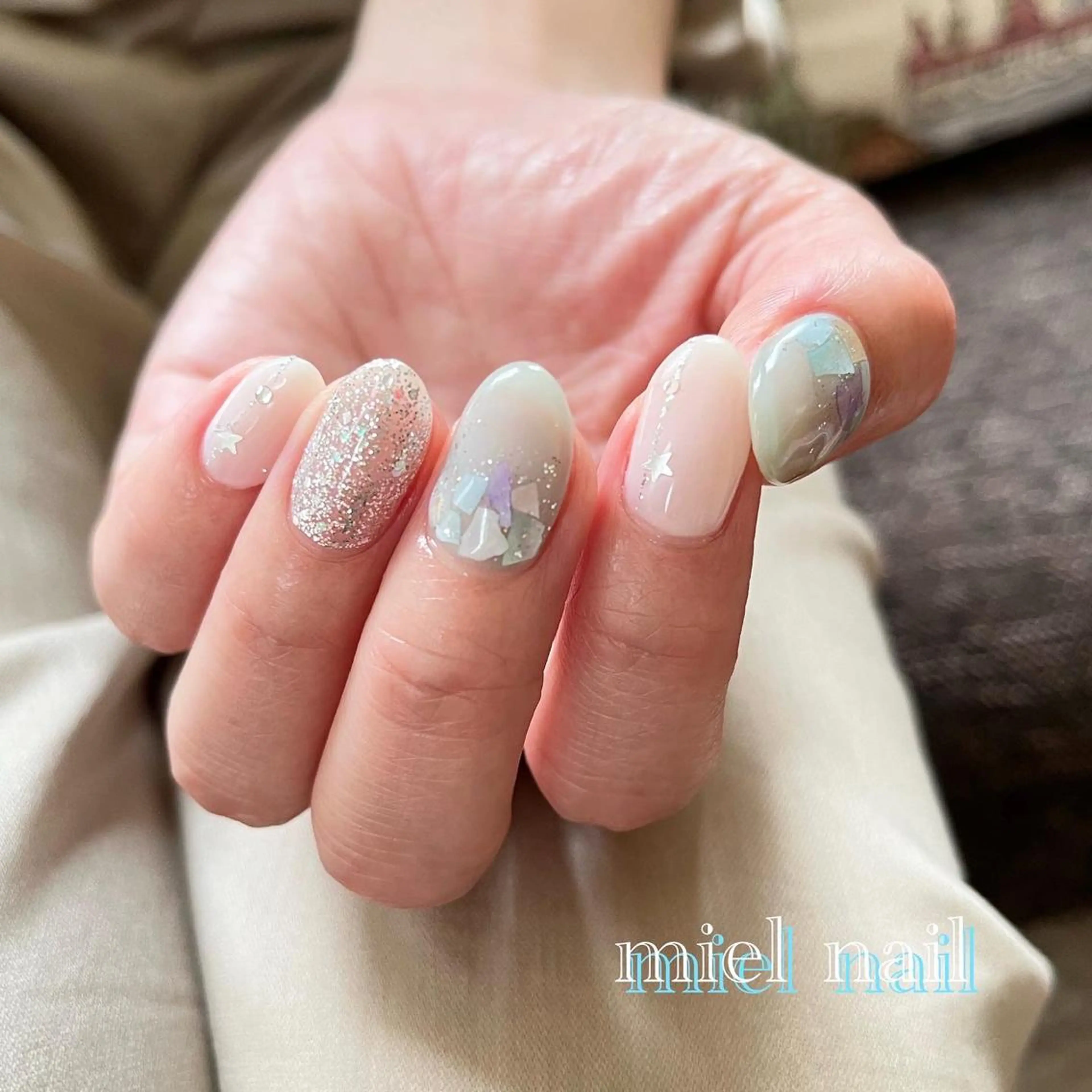 ネイル クリアネイル 夏ネイル ハンドネイル miel nailのネイルデザイン