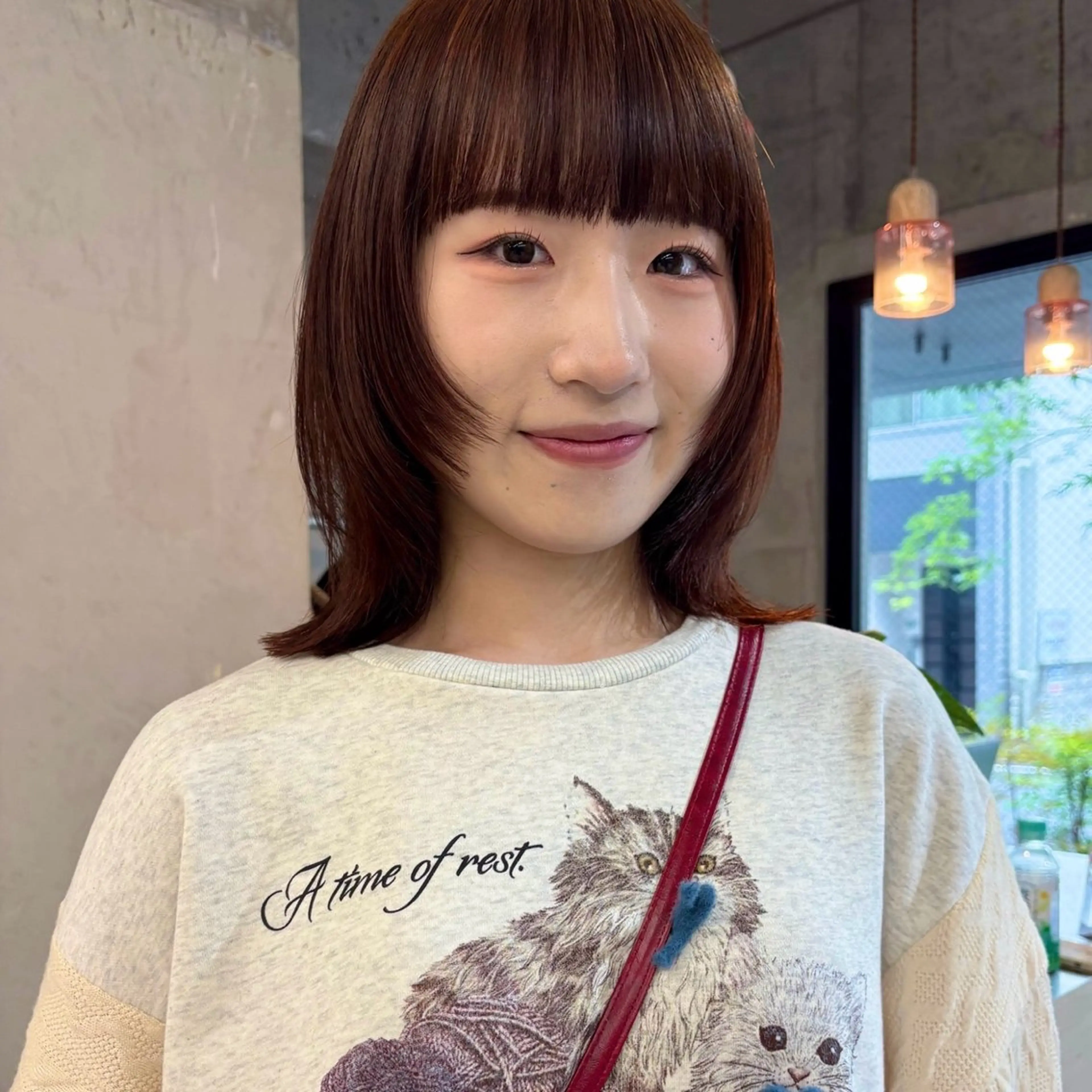セミロング カラー ブラウンカラー オレンジ オレンジブラウン カット ヘアカラー 韓国レイヤー/暖色 カラー/KOTONEのヘアスタイル