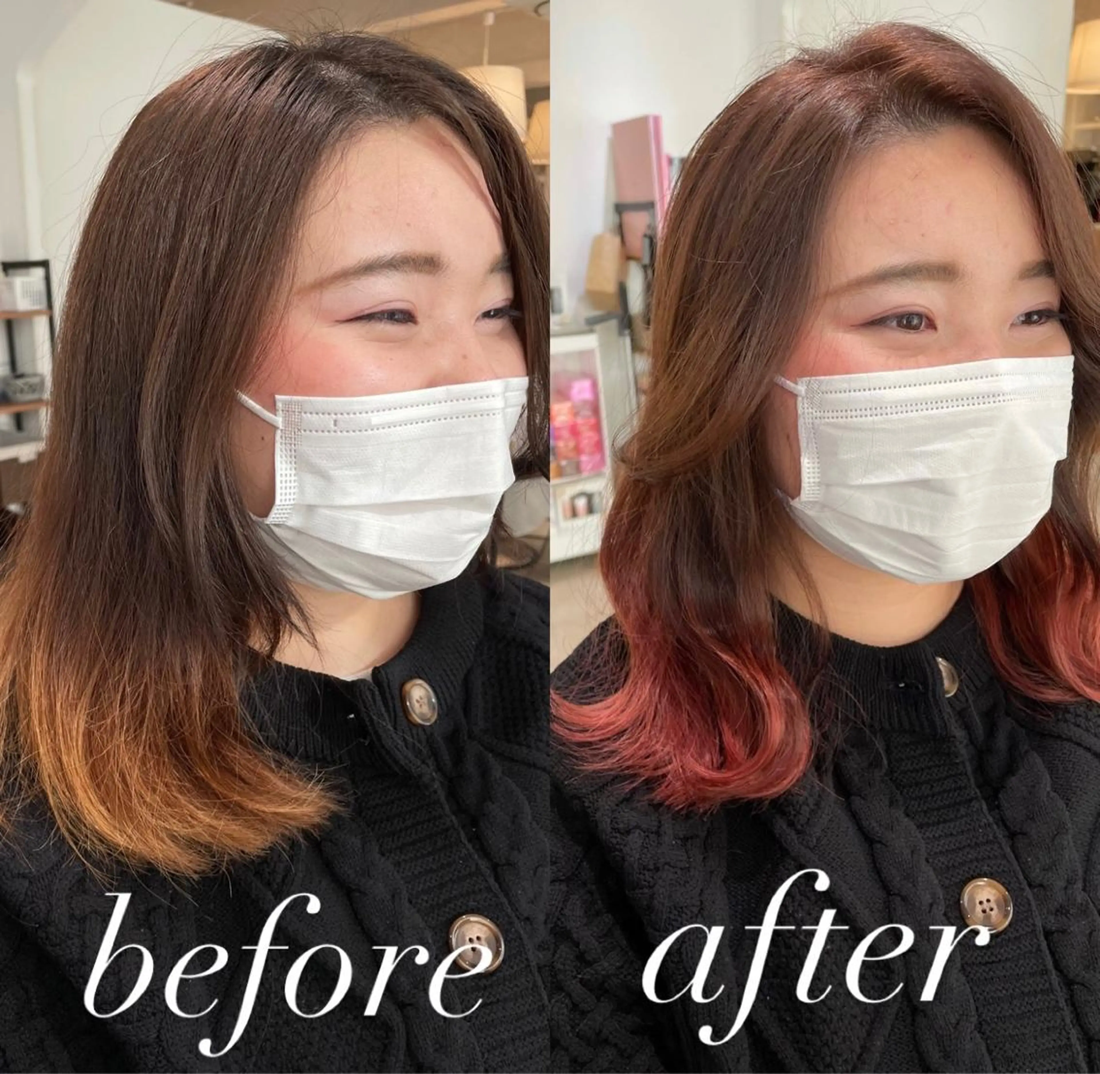 セミロング カラー ブリーチ ピンクカラー カット ヘアカラー トリートメント ヘッドスパ 過去一の柔髪ヘア 🌿IVYjoureのヘアスタイル