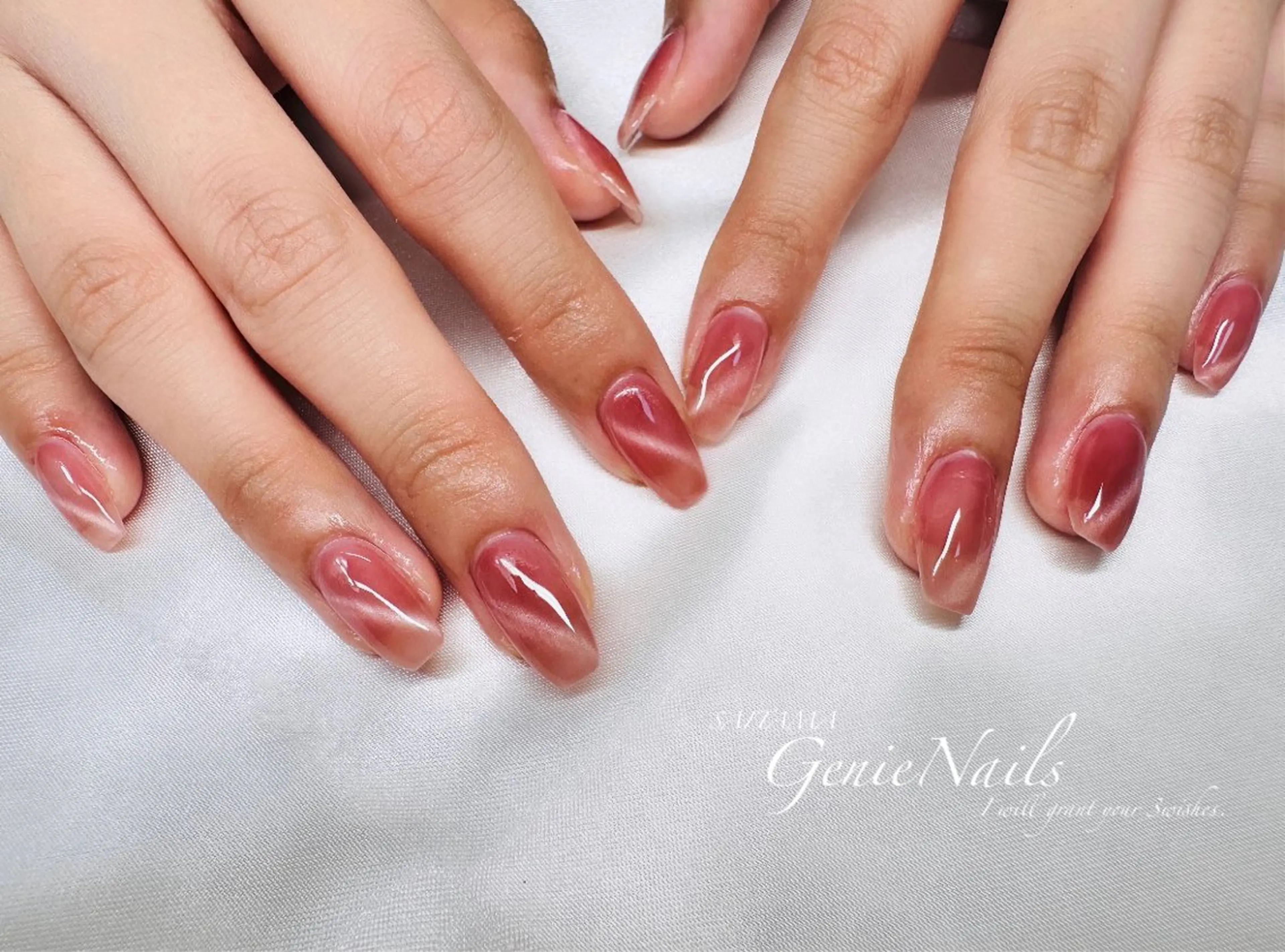 メンズ ネイル アートネイル 長さ出し ロングネイル マグネットネイル 持ち込み Genie Nailsのネイルデザイン