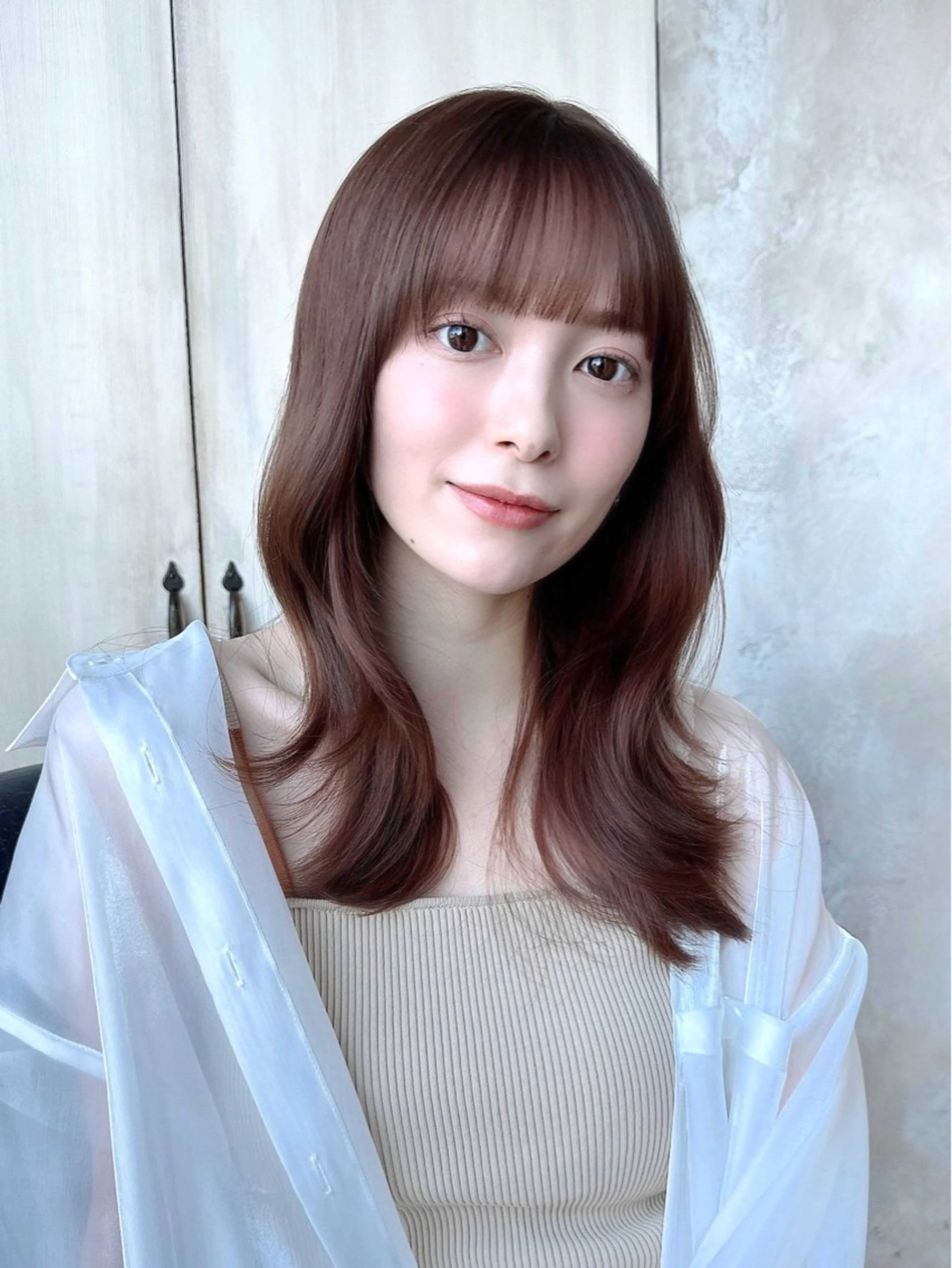 セミロング カラー 透明感カラー 小顔カット トリートメント カット ヘアカラー トリートメント ヘッドスパ 石戸谷　海斗/韓国 レイヤー/艶カラーのヘアスタイル