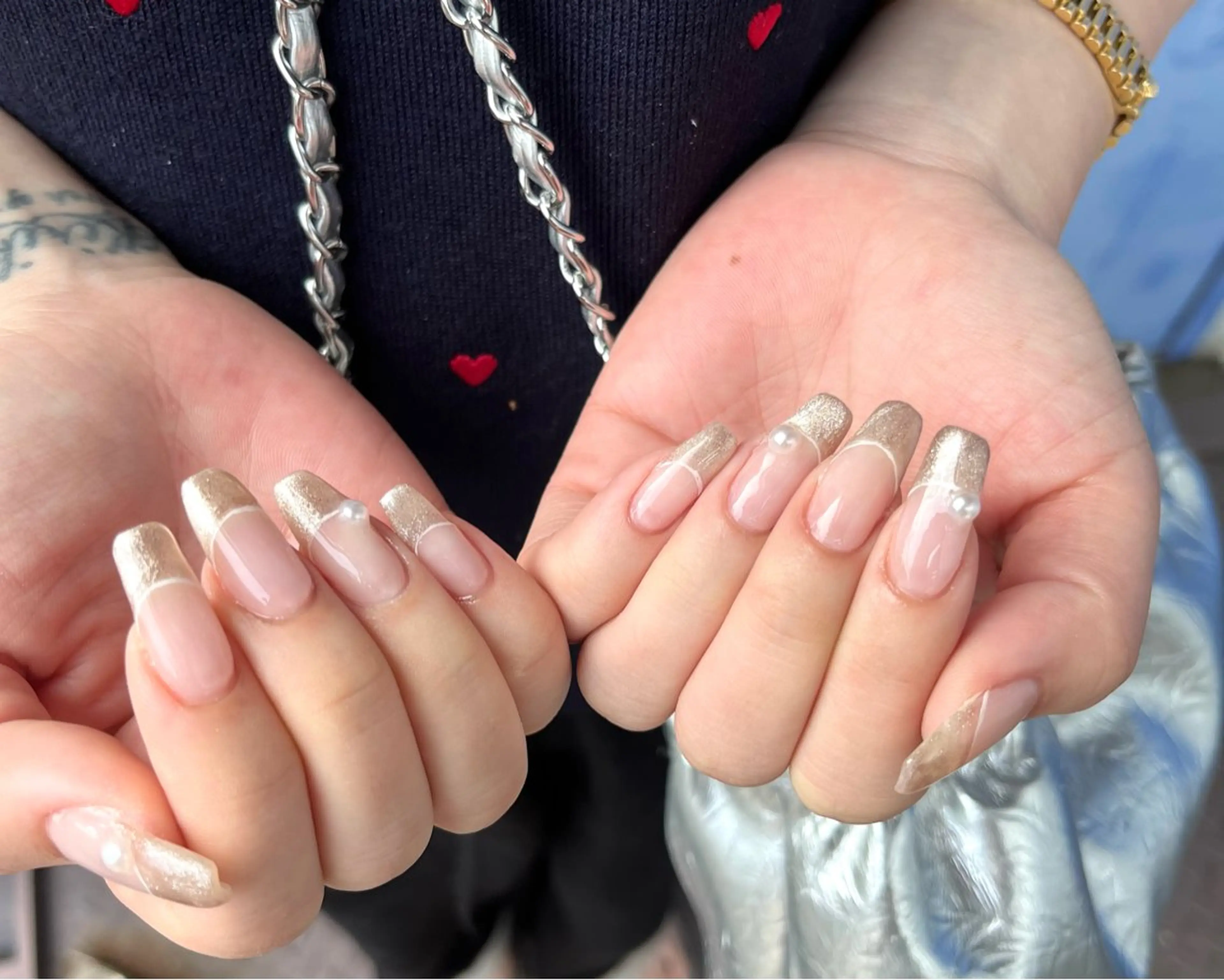 ネイル アートネイル カジュアル フレンチネイル ジェルネイル キラキラネイル Salute本店 🦋仲原里佳のネイルデザイン