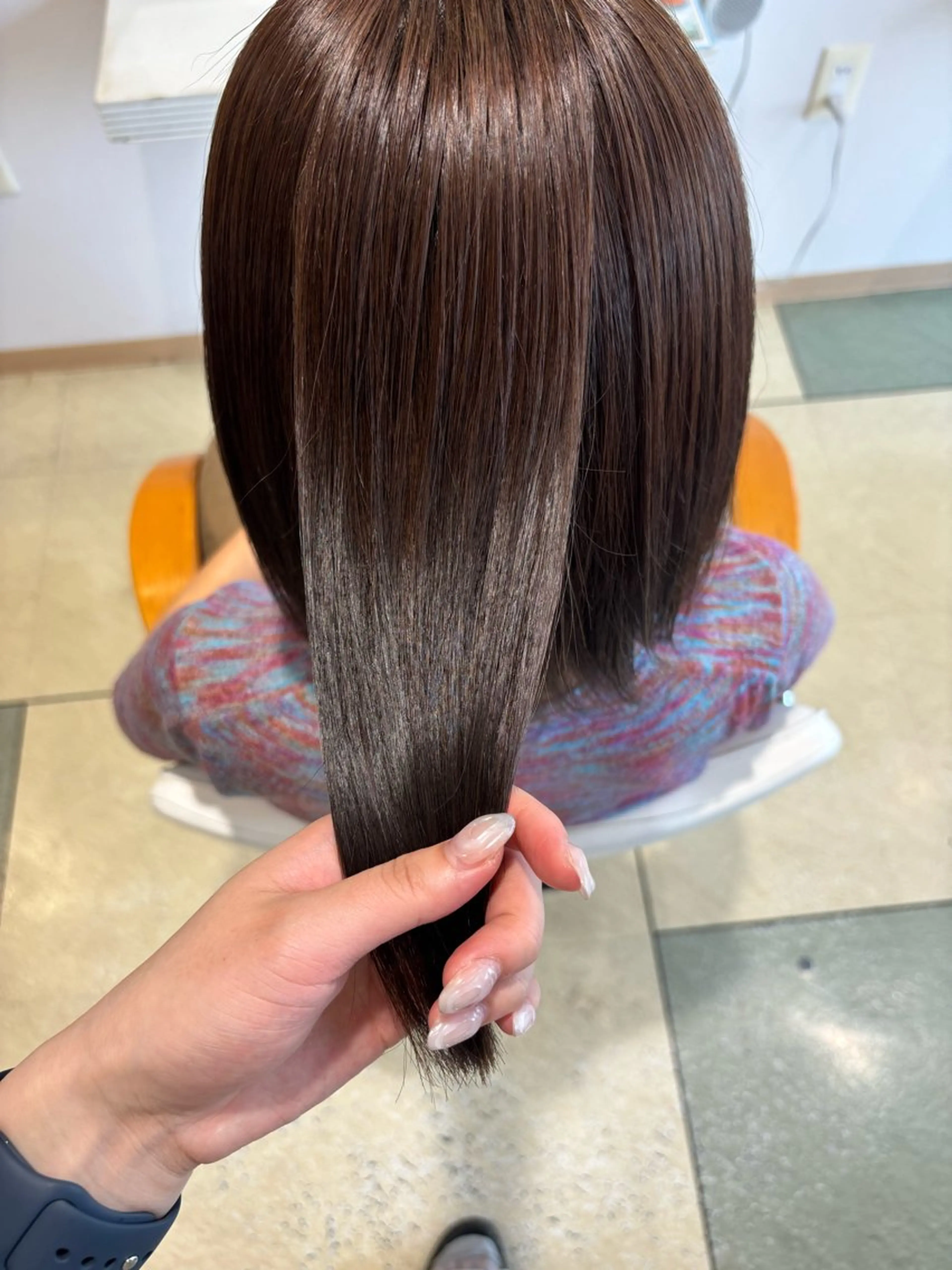 ミディアム 髪質改善 トリートメント カット 縮毛矯正 透明感カラー/ くびれヘア🌸ユウユのヘアスタイル