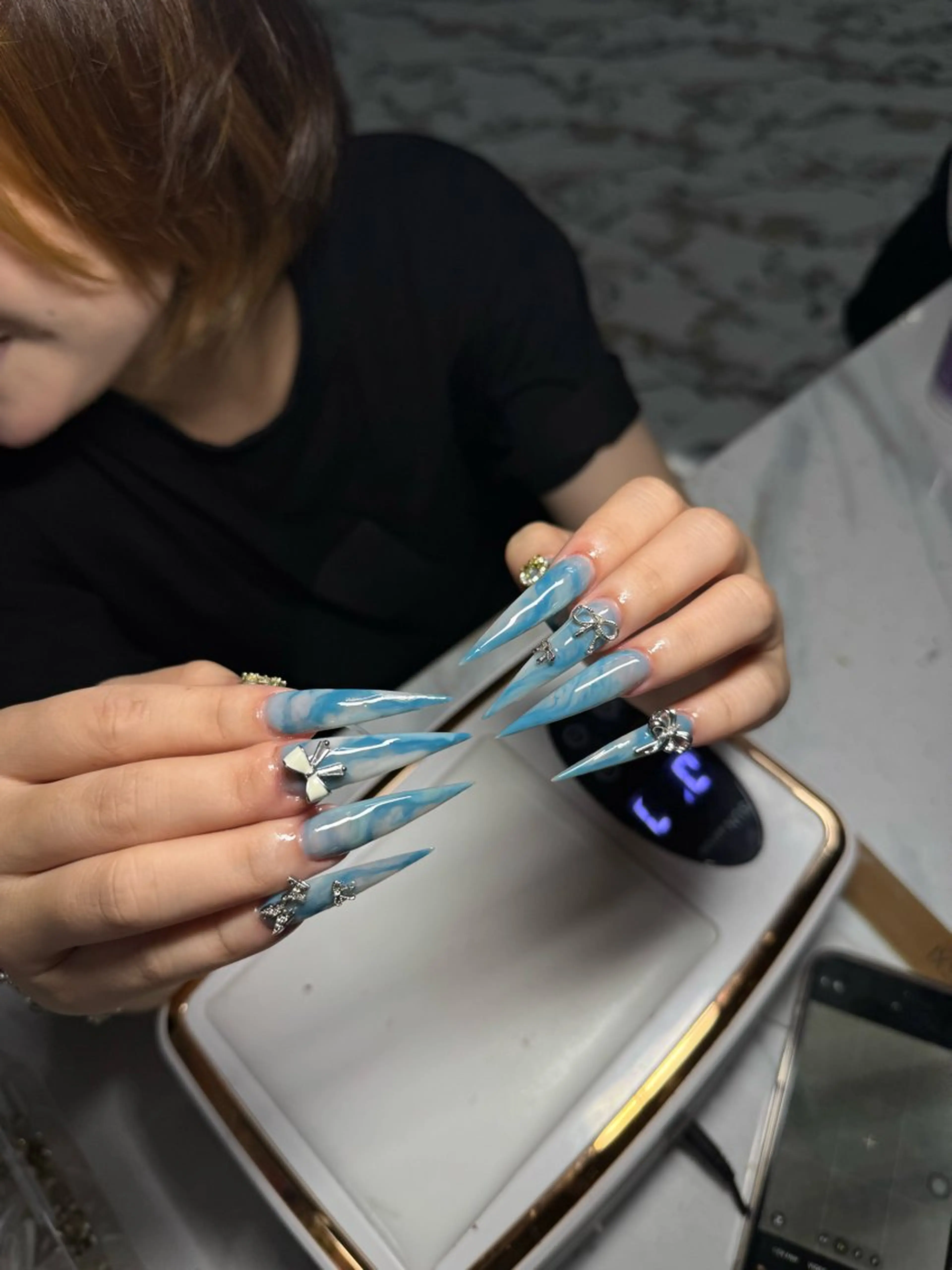 チップネイル , マーブルネイル, チャームネイル(お好きなチャームに変更可能です)の写真