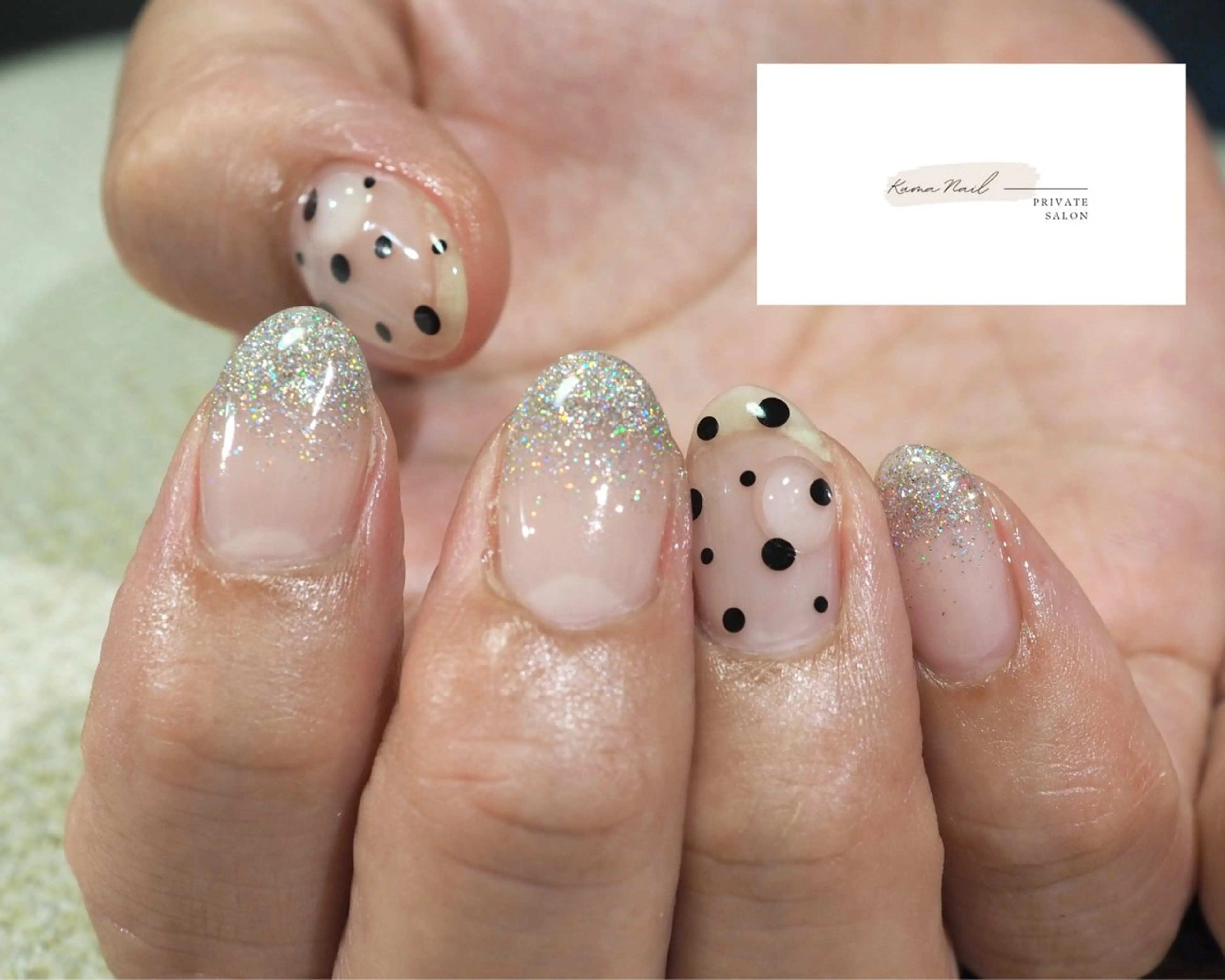 ネイル クリアネイル ドット グラデーション ラメ(グリッター) ラメグラデーション 藤が丘/守山/長久手 Kuma Nailのネイルデザイン