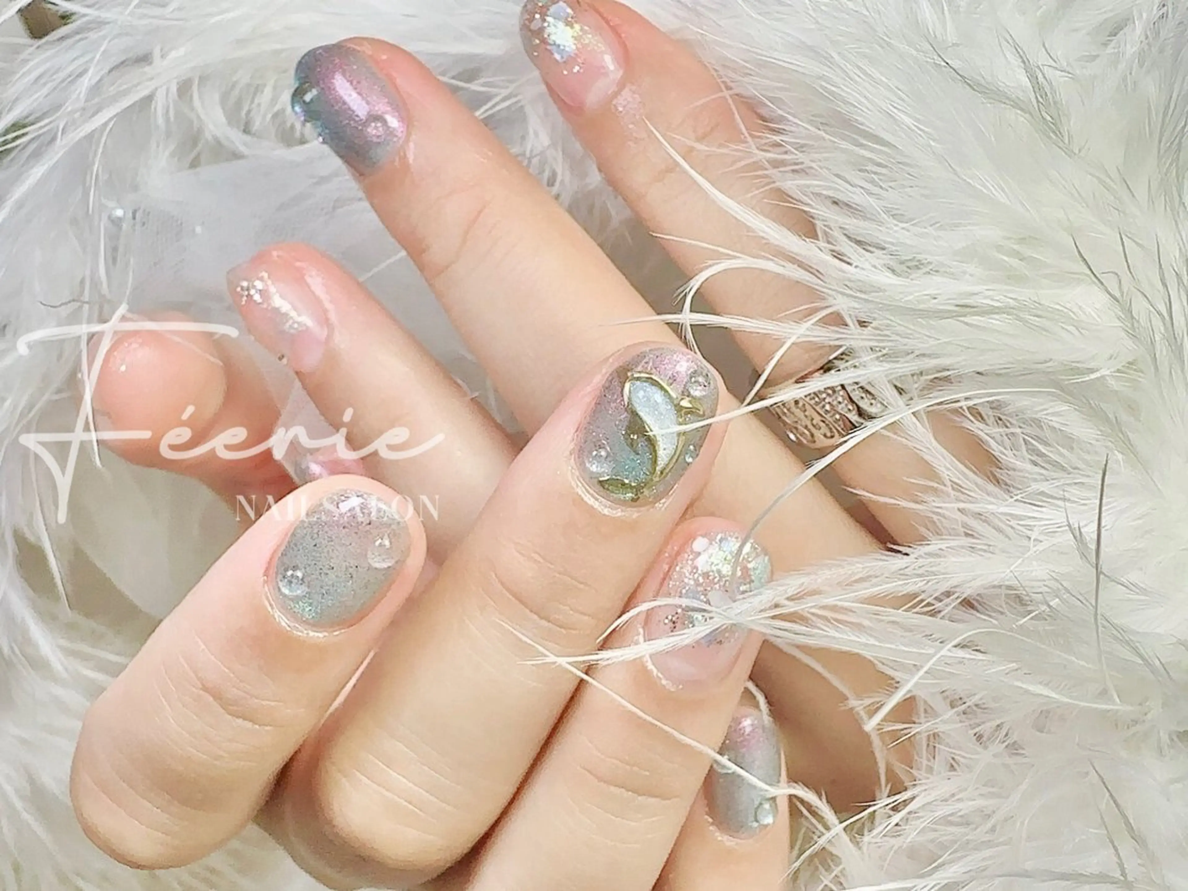 ネイル 韓国ネイル マグネットネイル ニュアンスネイル シンプルネイル ワンホンネイル ハンドネイル ハンドケア nail salon Feerieのネイルデザイン