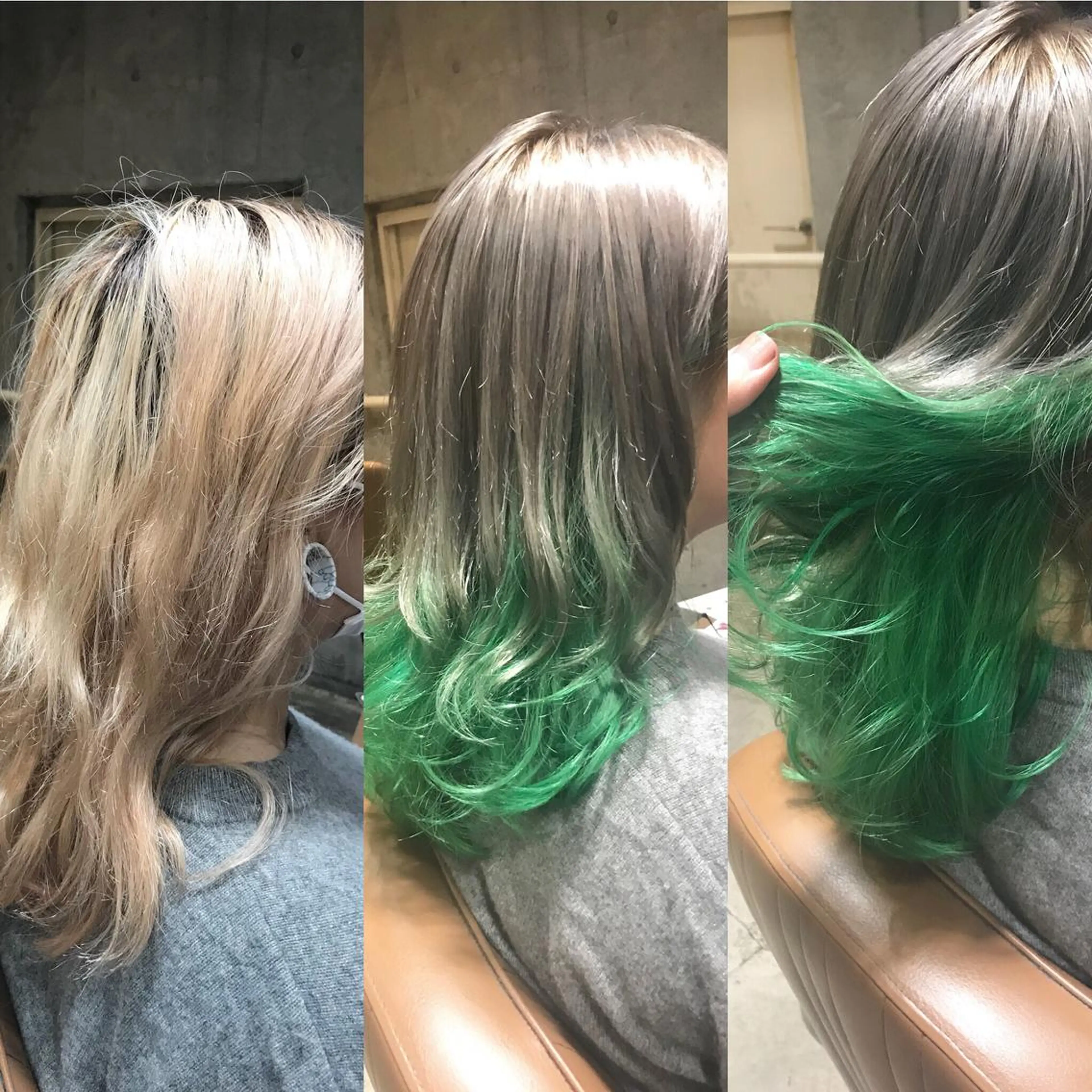 セミロング カラー パーマ ヘアアレンジ メンズ キッズ ネイル マツエク・マツパ グラデーションカラー グラデーション グリーン サロンドミルク 原宿のヘアスタイル