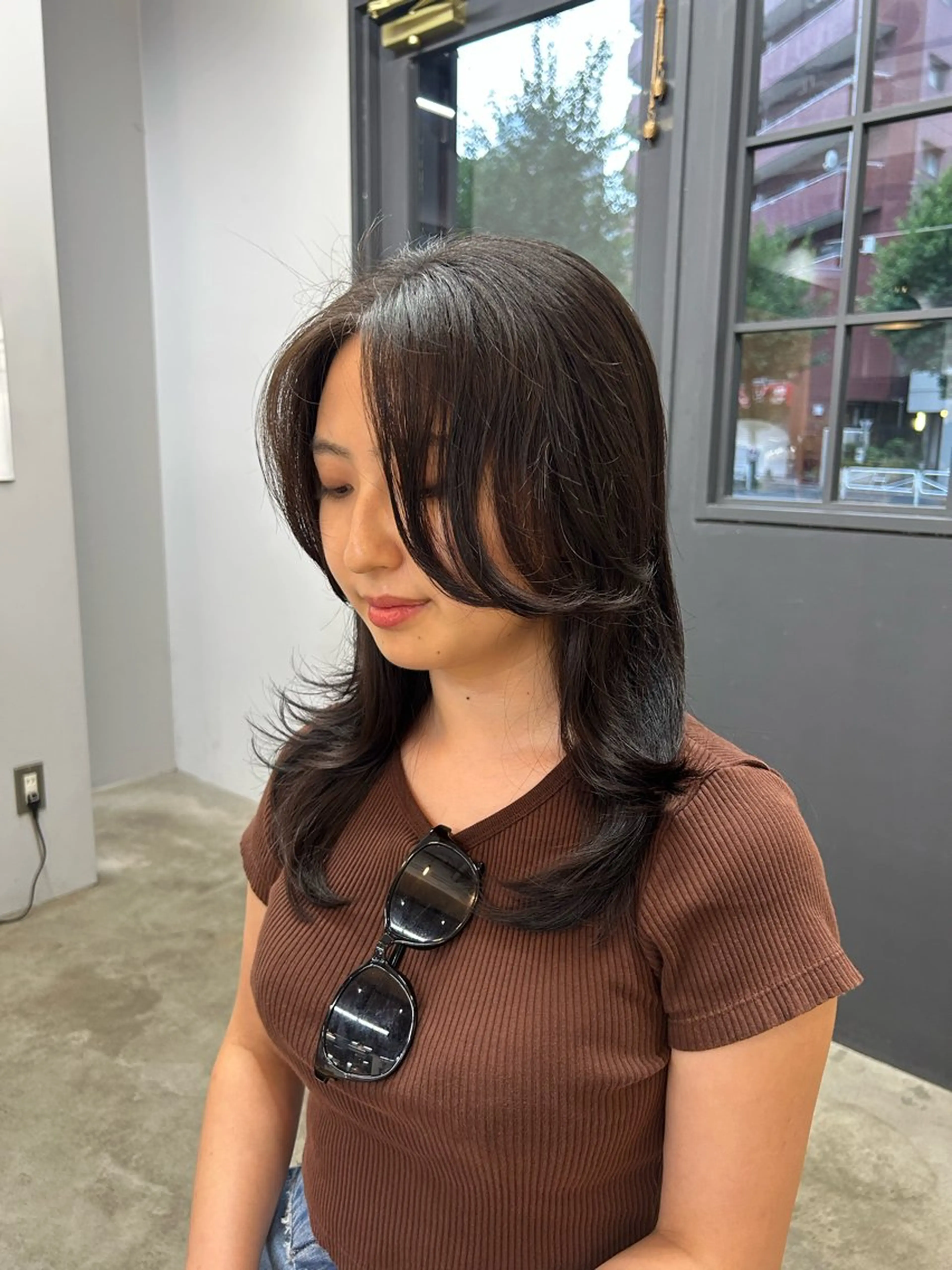 セミロング カラー グレージュ カット ヘアカラー ROCCOeast Rukaのヘアスタイル