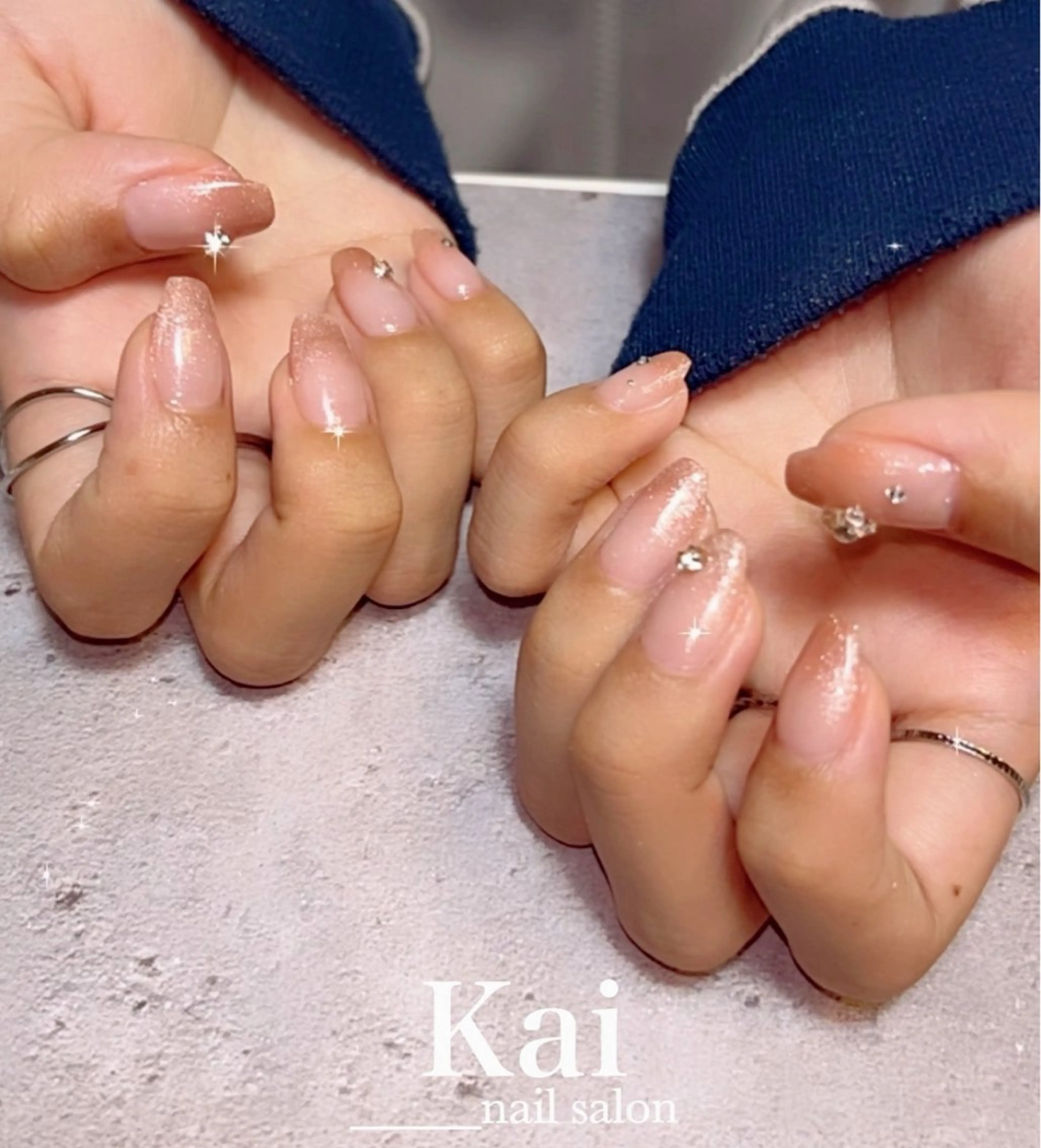 ネイル フレンチネイル 韓国ネイル マグネットネイル 大理石ネイル(マーブル) ニュアンスネイル ハンドネイル Kai  nail Mayukoのネイルデザイン