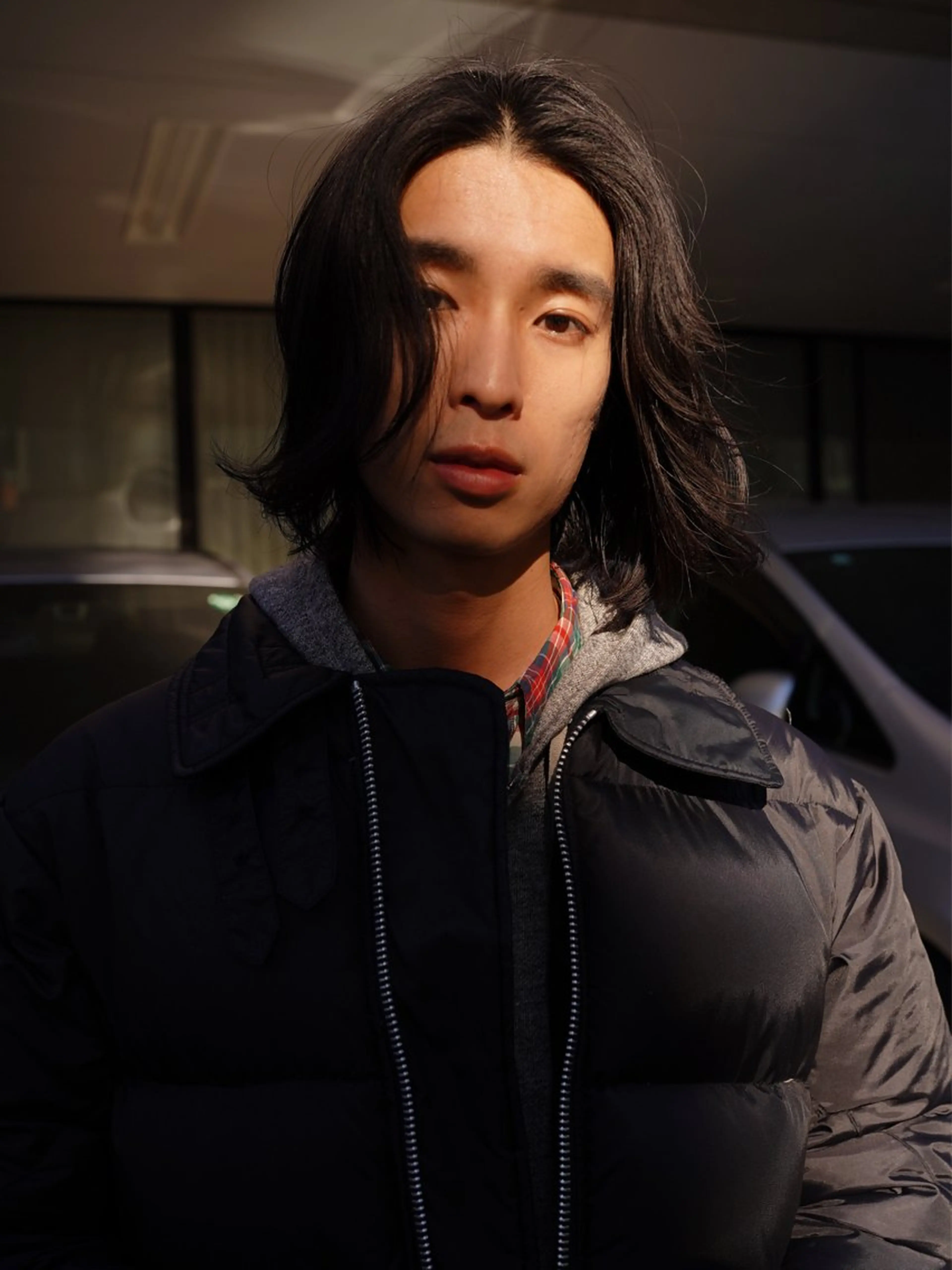 ミディアム パーマ メンズ ボブ カット 村瀬 晴飛のヘアスタイル