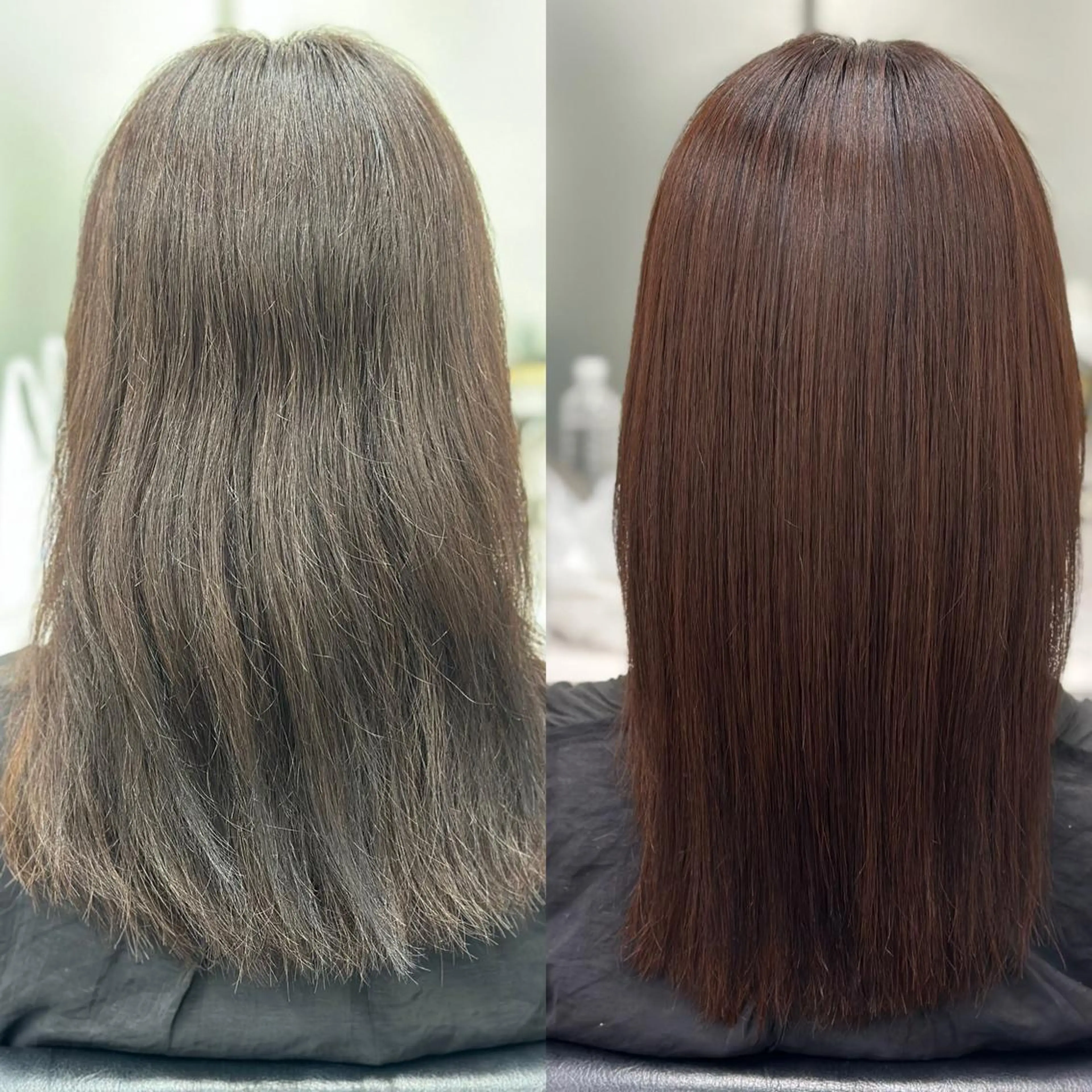ミディアム カット 縮毛矯正 トリートメント JYO 髪質改善専門家のヘアスタイル