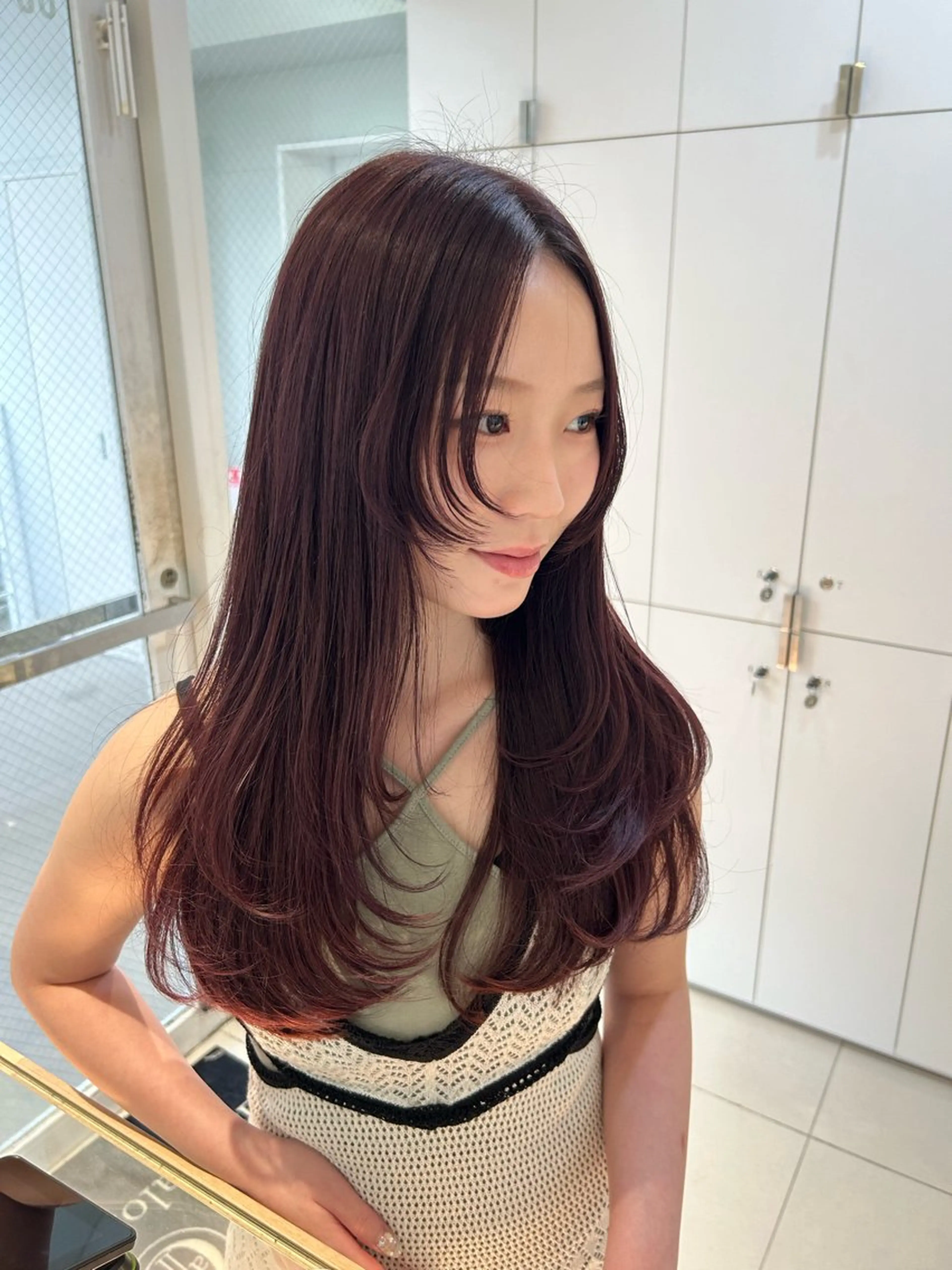 ロング カラー カシス ラベンダーカラー レイヤーカット 《暖色/韓国レイヤー 》🇰🇷桑原ユキネのヘアスタイル