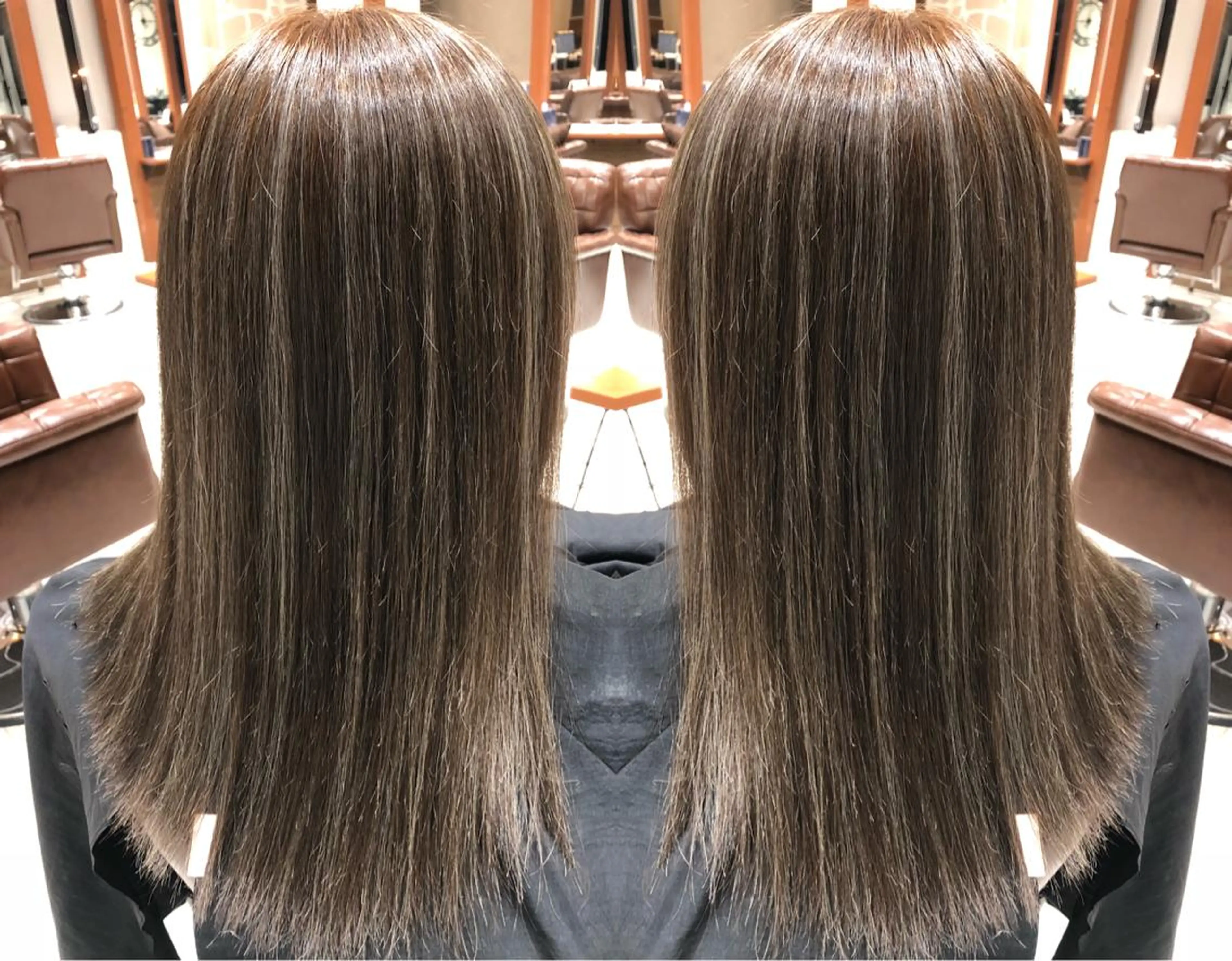ミディアム カラー グレージュ ハイライトカラー シルバー ハイライト ヘアカラー トリートメント エイミーフセ所属・【eimee】 店長✂️TAKUMAのヘアスタイル
