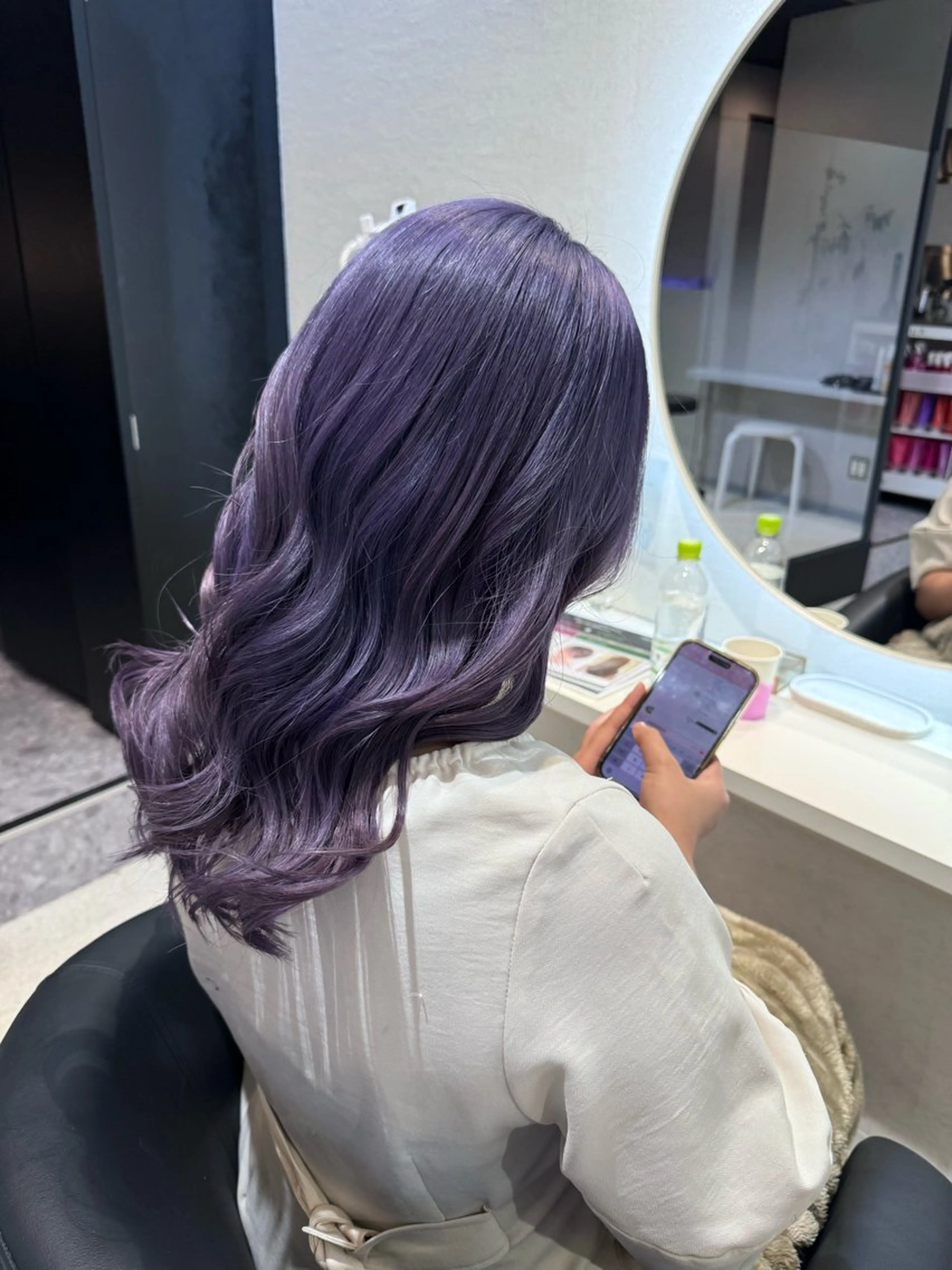 セミロング カラー ブリーチ パープルカラー ヘアカラー オーガニック/白髪 ぼかし/斎藤相慶のヘアスタイル