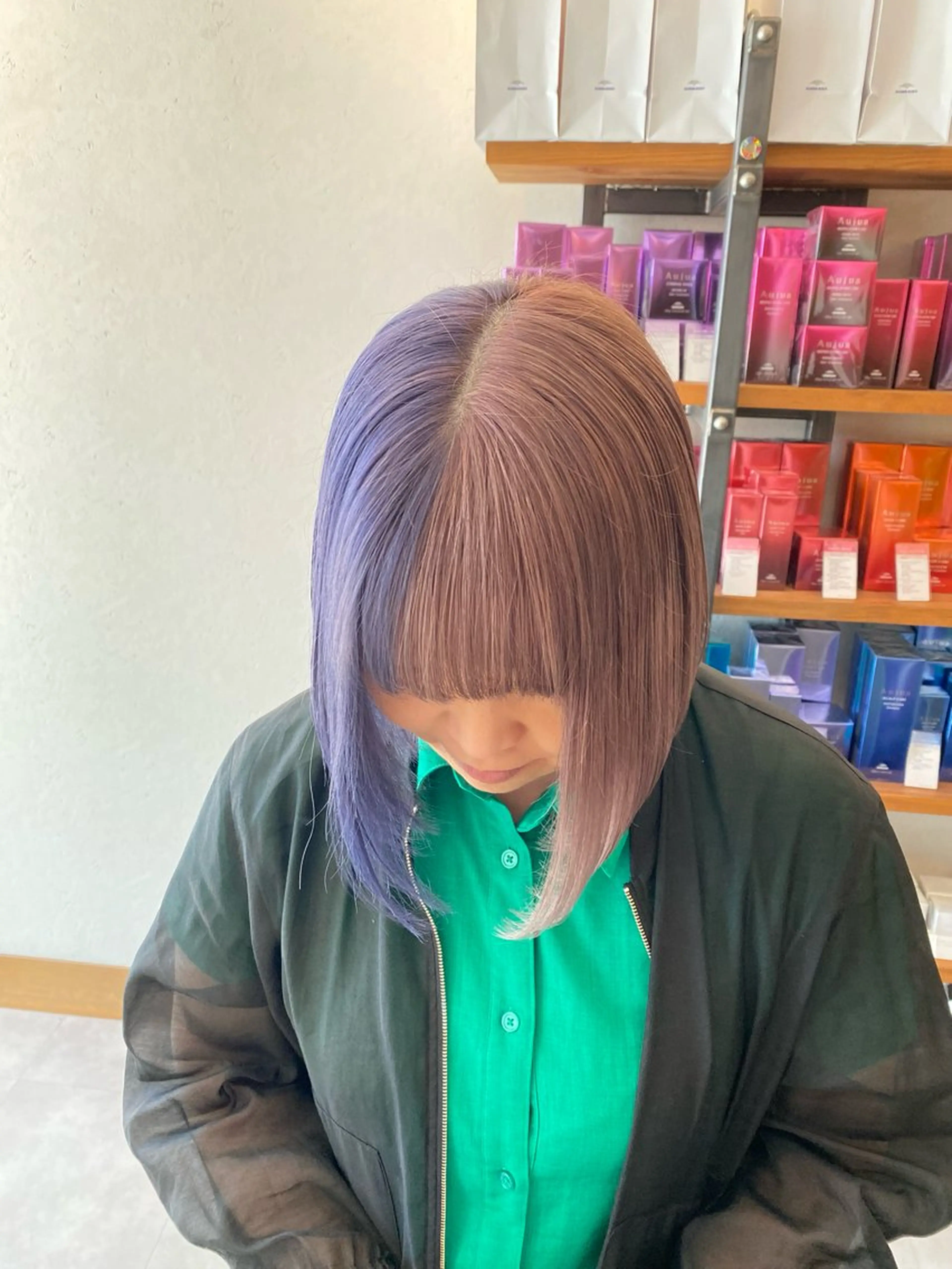 ミディアム パープルカラー カット ヘアカラー MAHIRO🍒半田 /ブリーチ/カットのヘアスタイル