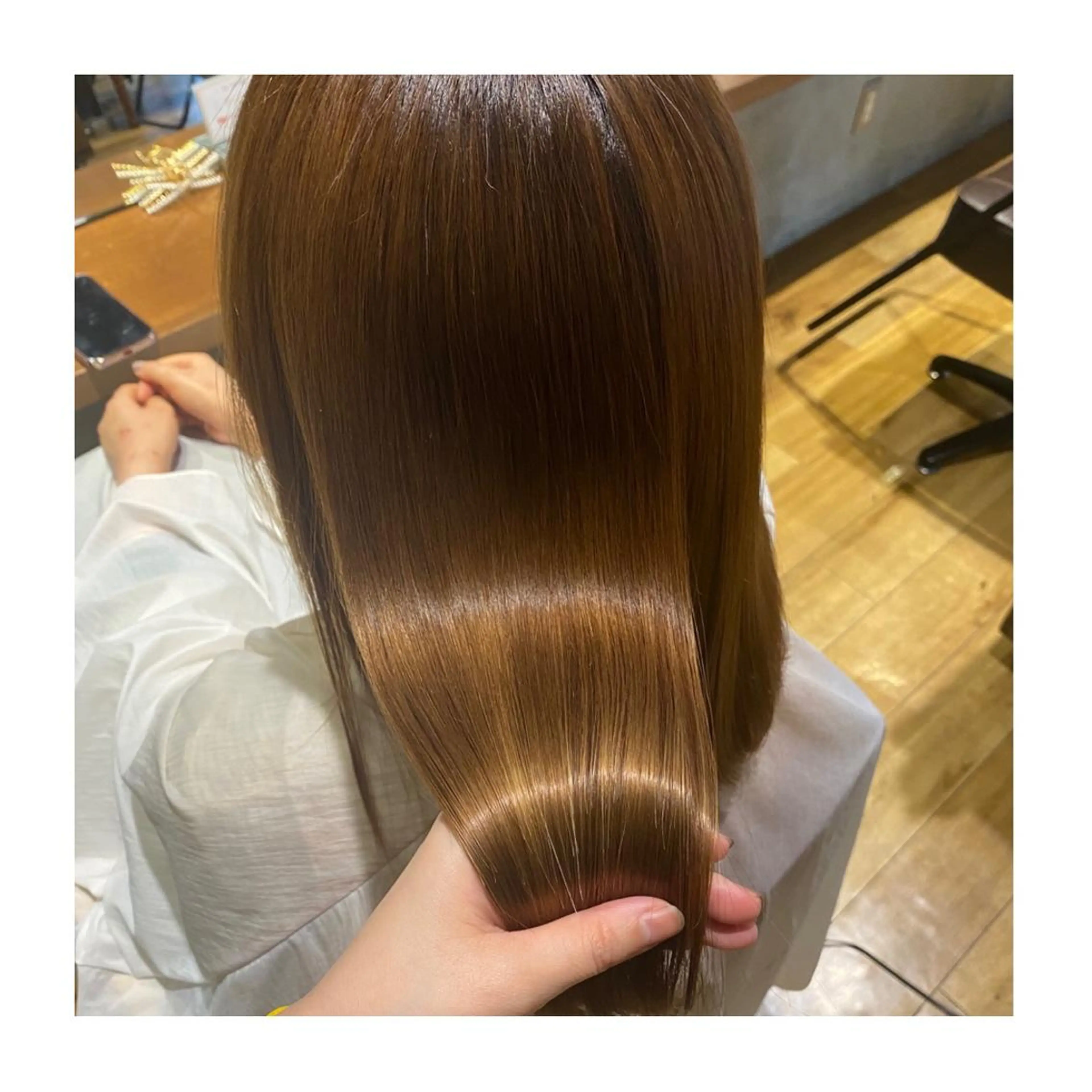 ロング 髪質改善 カット 縮毛矯正 小國 綾かのヘアスタイル