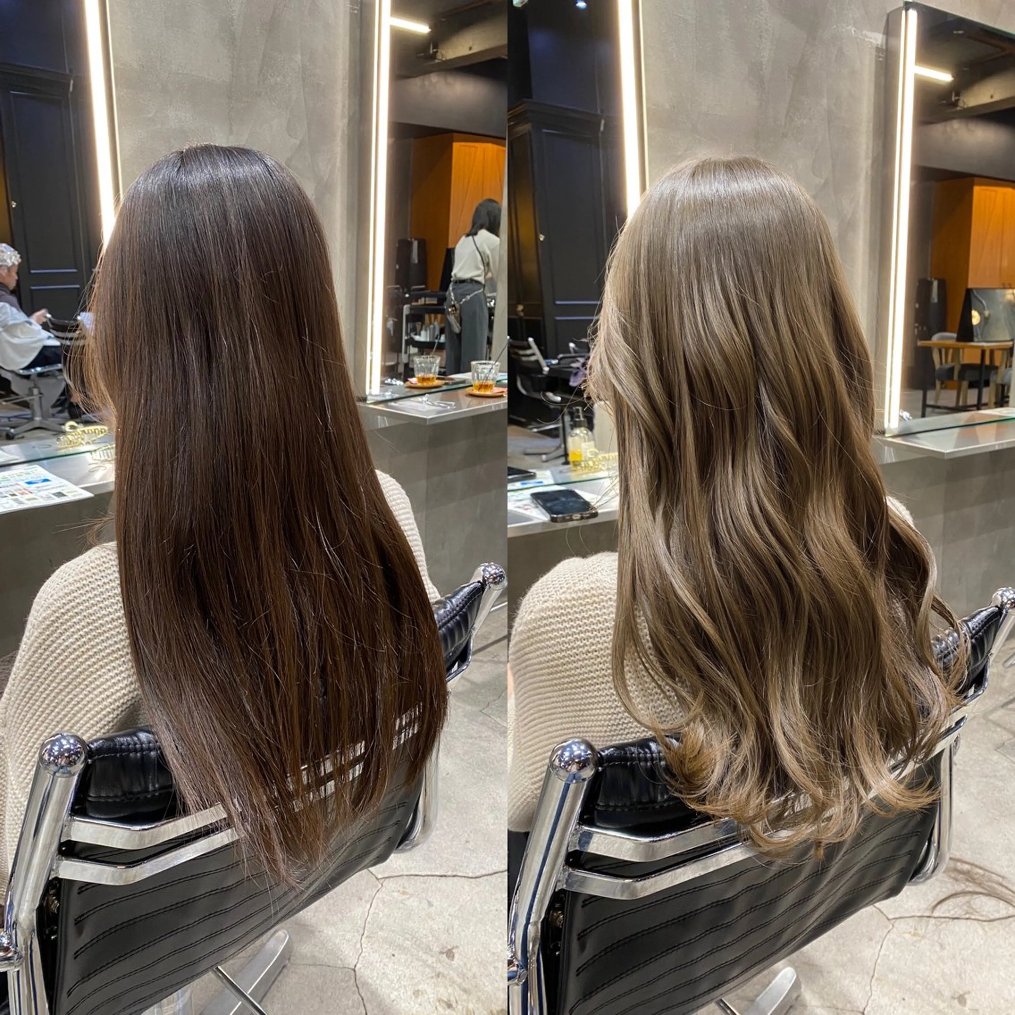 セミロング カラー アッシュ ブリーチ ダブルカラー ブリーチなしカラー カット ヘアカラー ブリーチなしダブル カラー🧸🐺陽介のヘアスタイル