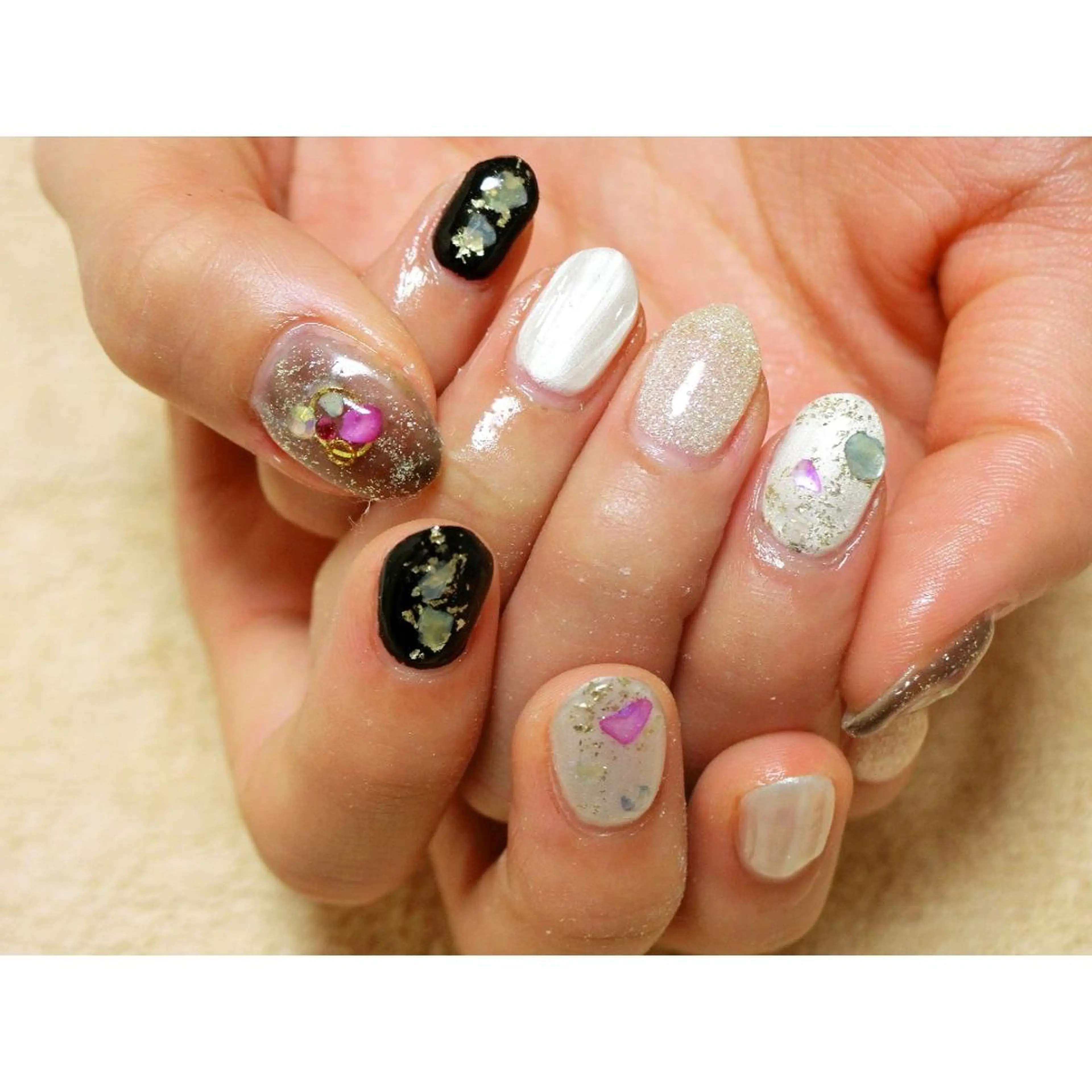 ネイル 痛ネイル/ワンホン/ フィルイン/長さだしのネイルデザイン