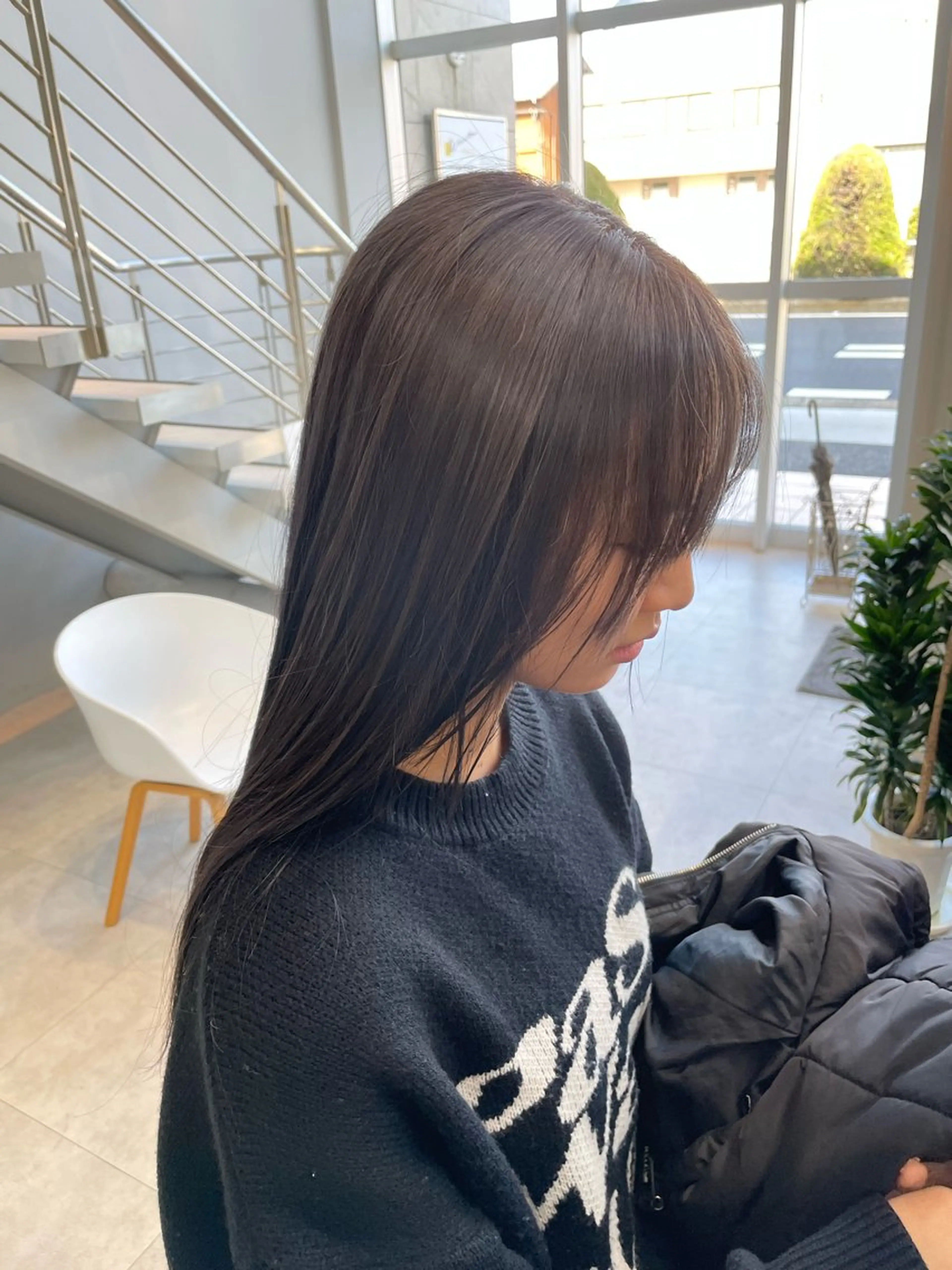 ロング カラー グレージュ カット ヘアカラー エマ ピボット 中川店所属・富原崇太/ 透明感カラー/韓国風のヘアスタイル