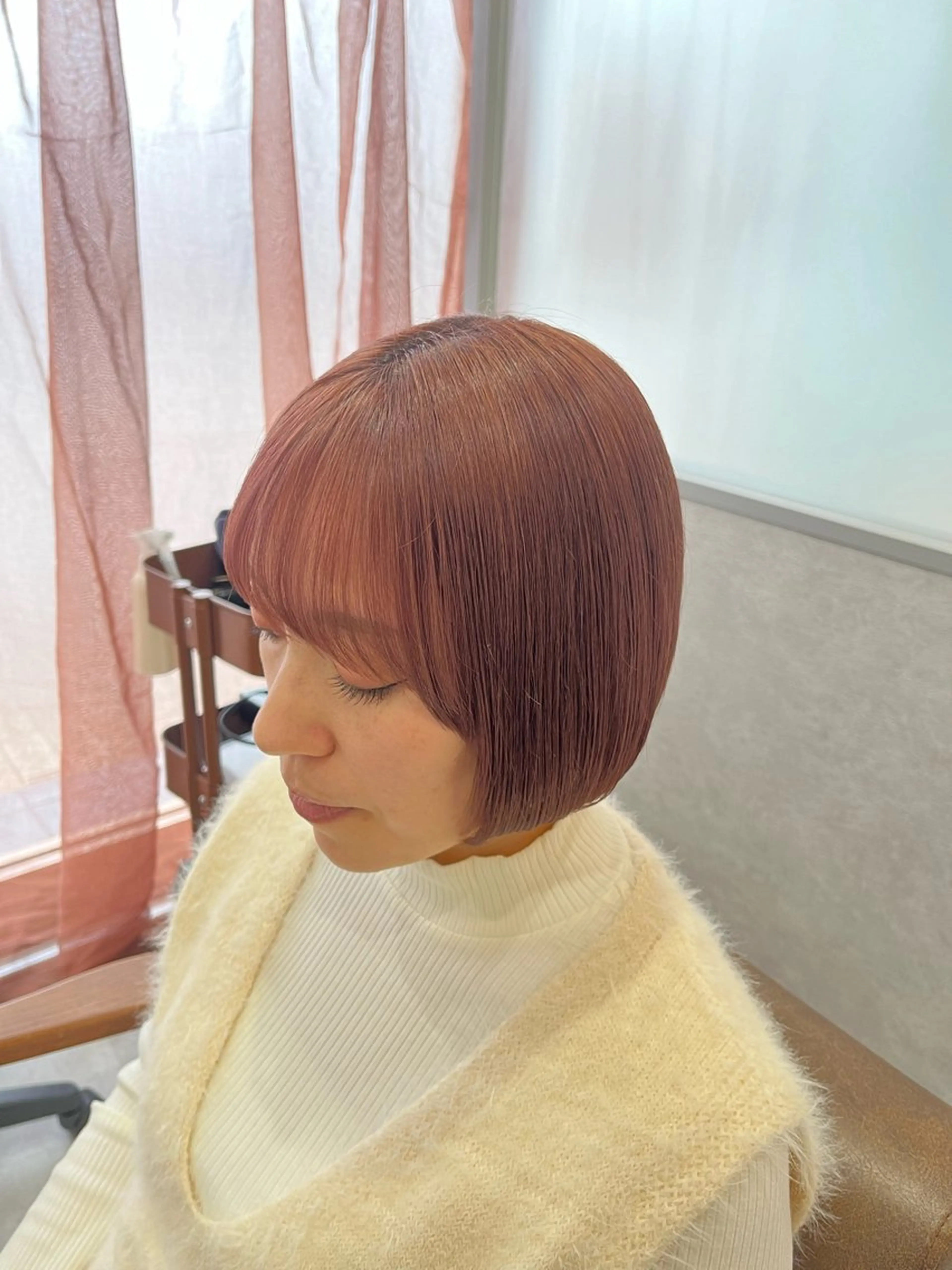 ミディアム カラー ベージュカラー ピンクカラー ピンクベージュ カット ヘアカラー トリートメント 暖色＊ベージュ ＊くらたあやかのヘアスタイル