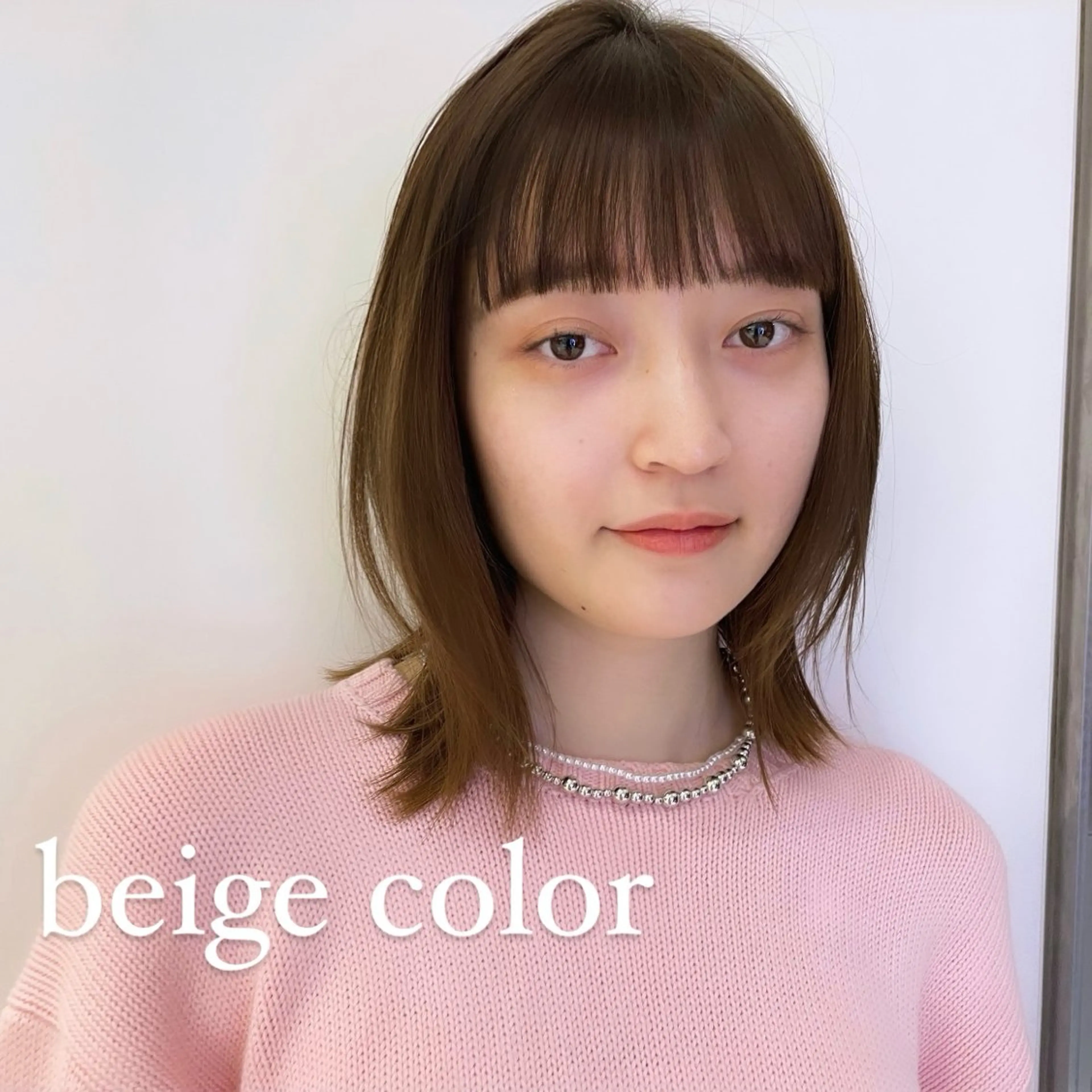 ミディアム カラー ベージュカラー オリーブベージュ カット ヘアカラー ボブパーマ ♡ヨシカワハナコのヘアスタイル