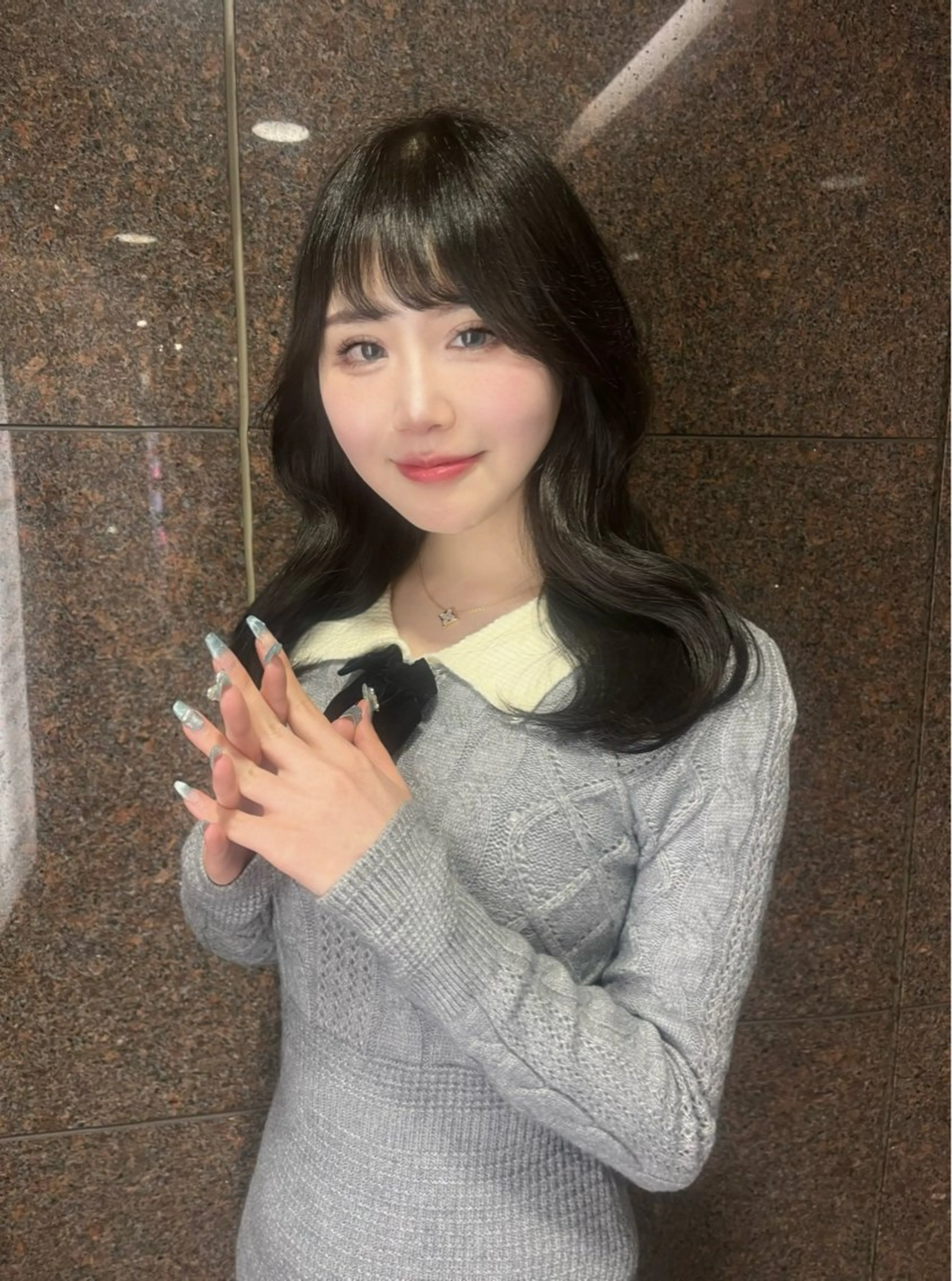 ロング カラー 韓国メンズ特化 ダウン・毛流れパーマのヘアスタイル