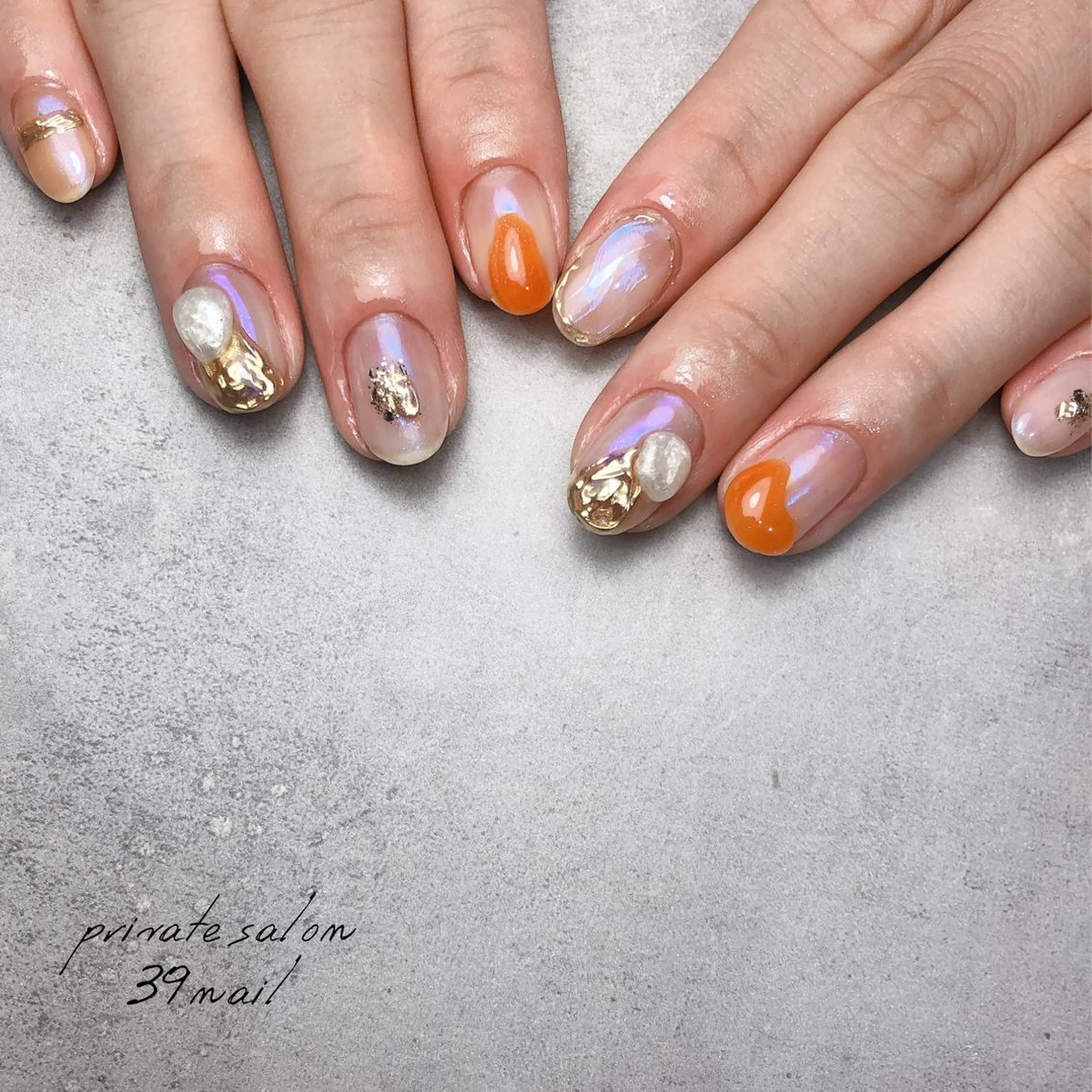 ミディアム ネイル クリアネイル ぷっくりネイル ハンドネイル 京橋 【39nail】のネイルデザイン