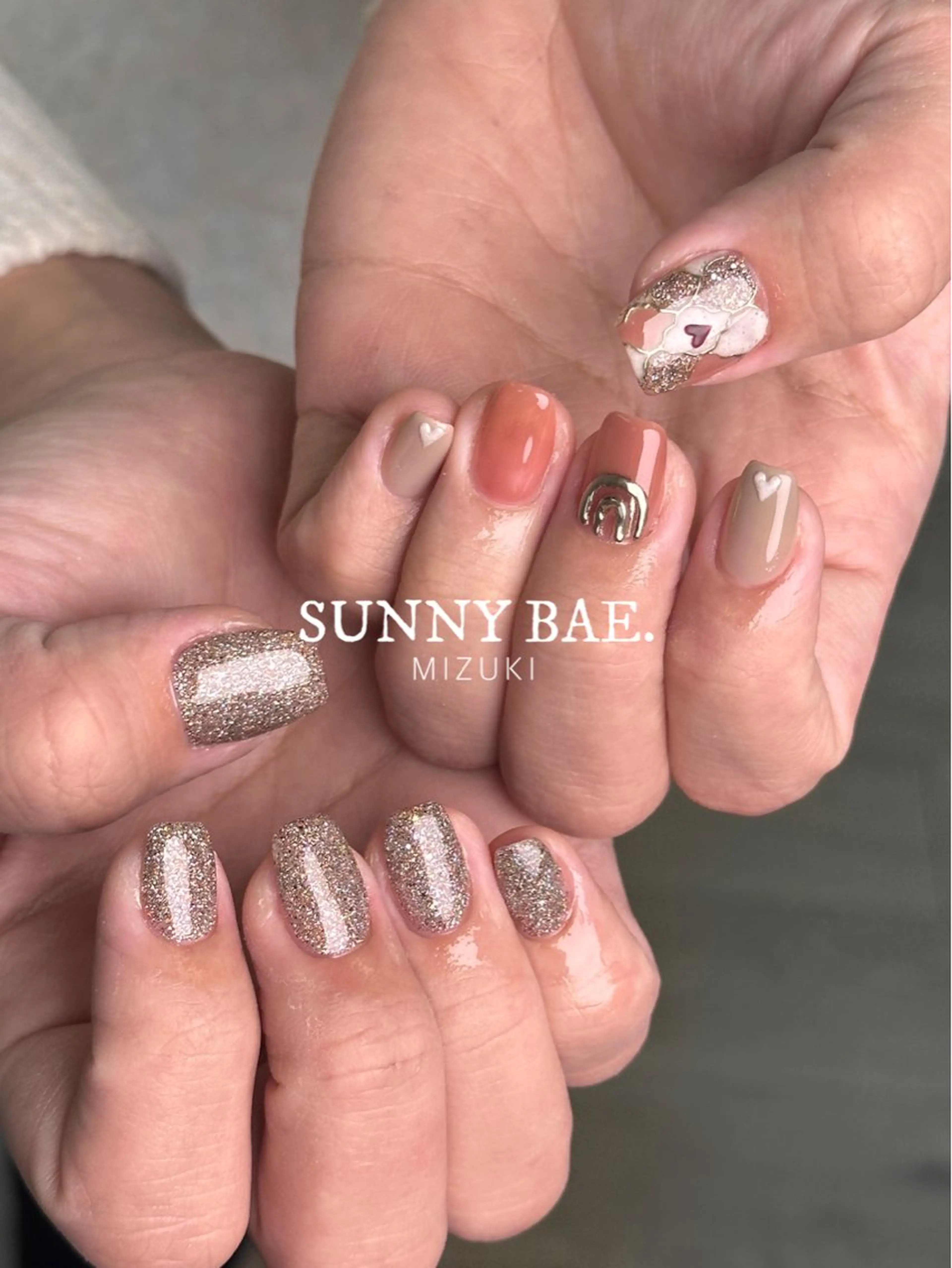 ネイル ジェルネイル ハート ラメ(グリッター) ミラーネイル バレンタイン ハンドネイル SUNNY BAE. 🌼MIZUKIのネイルデザイン