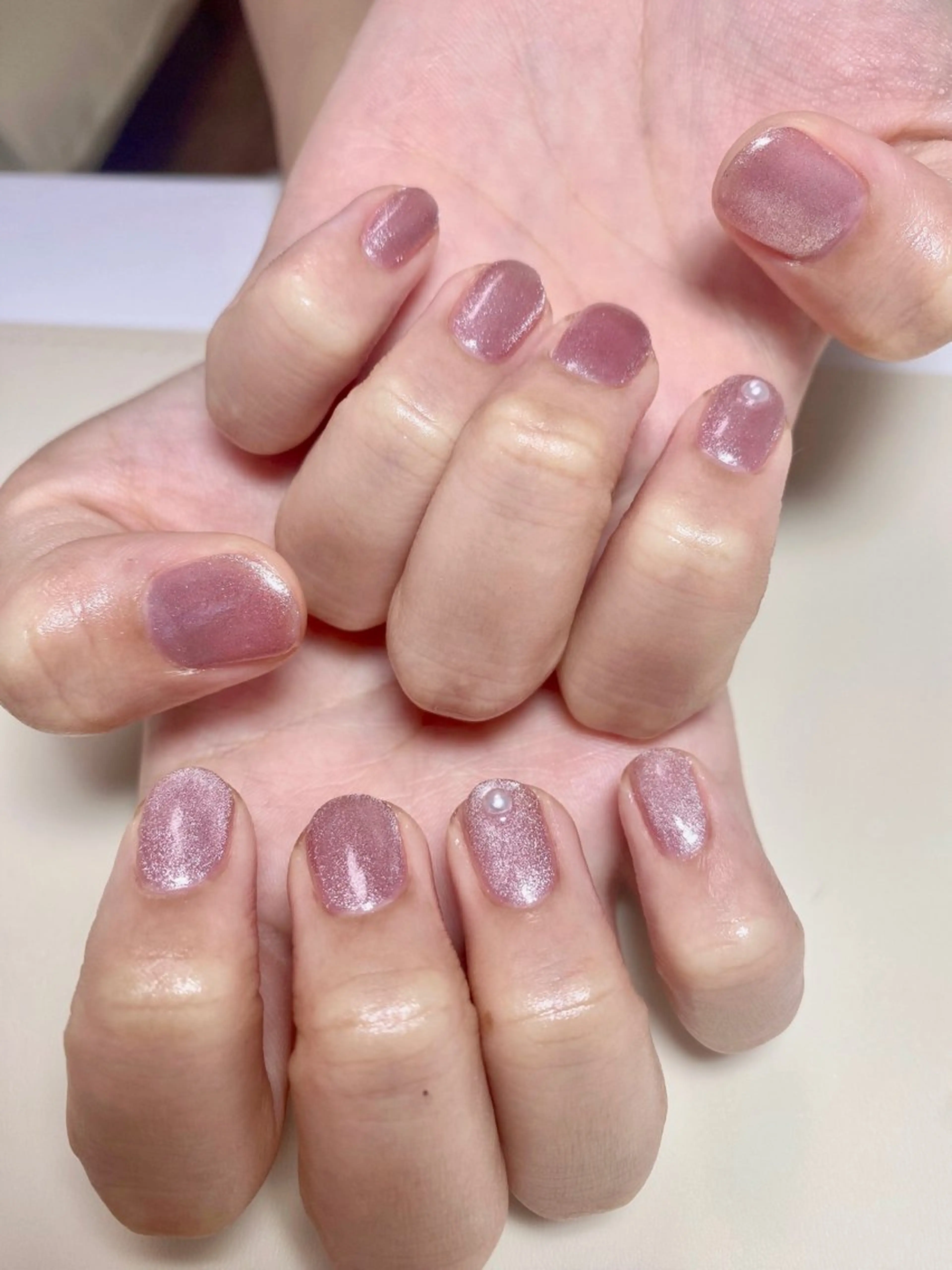 ネイル マグネットネイル ピンク ハンドネイル Nail Salon K 🧸美爪育成のネイルデザイン