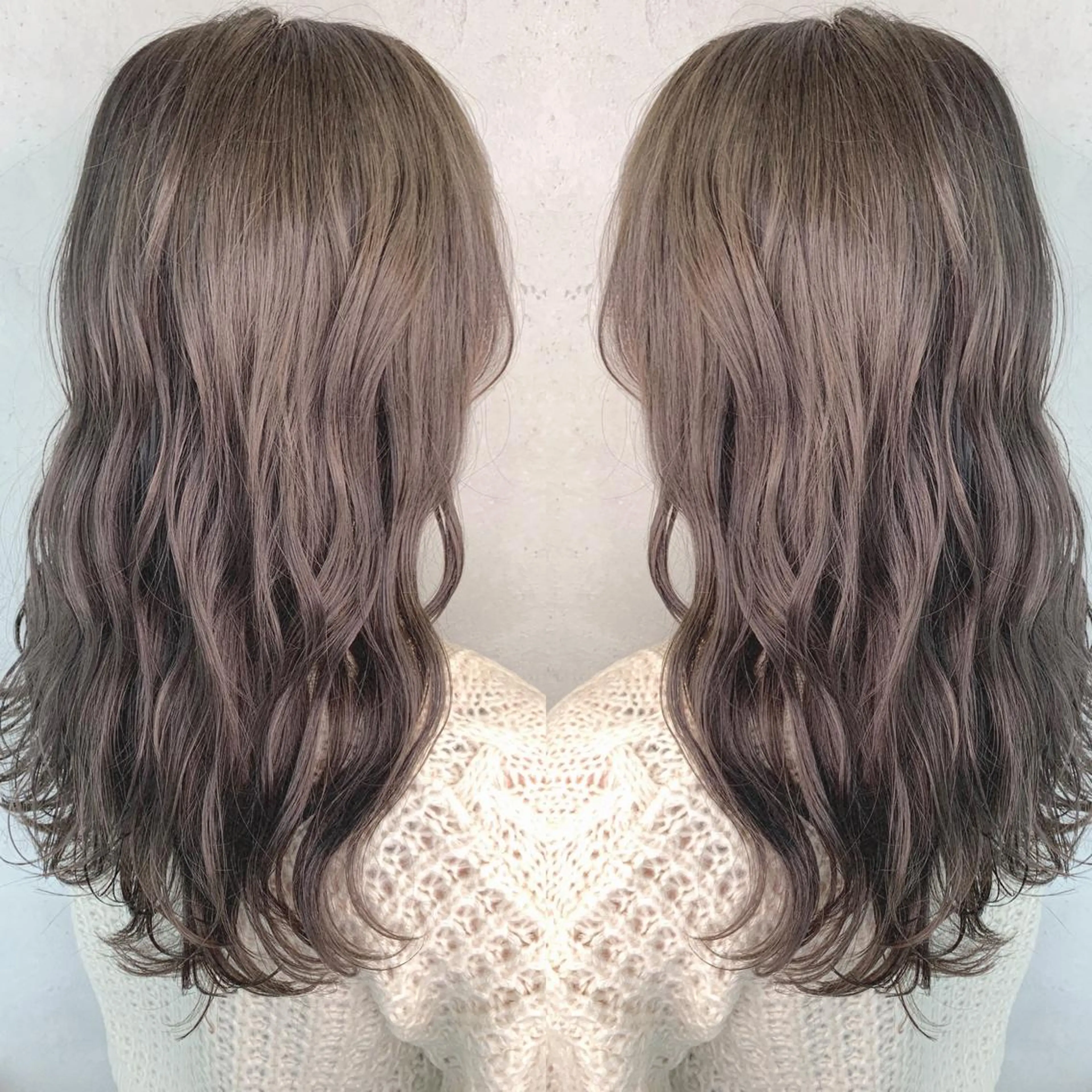 ロング カラー アディクシーカラー アッシュ アッシュグレー バレイヤージュ ベージュカラー サイドバング 🇰🇷沼田 拓斗のヘアスタイル