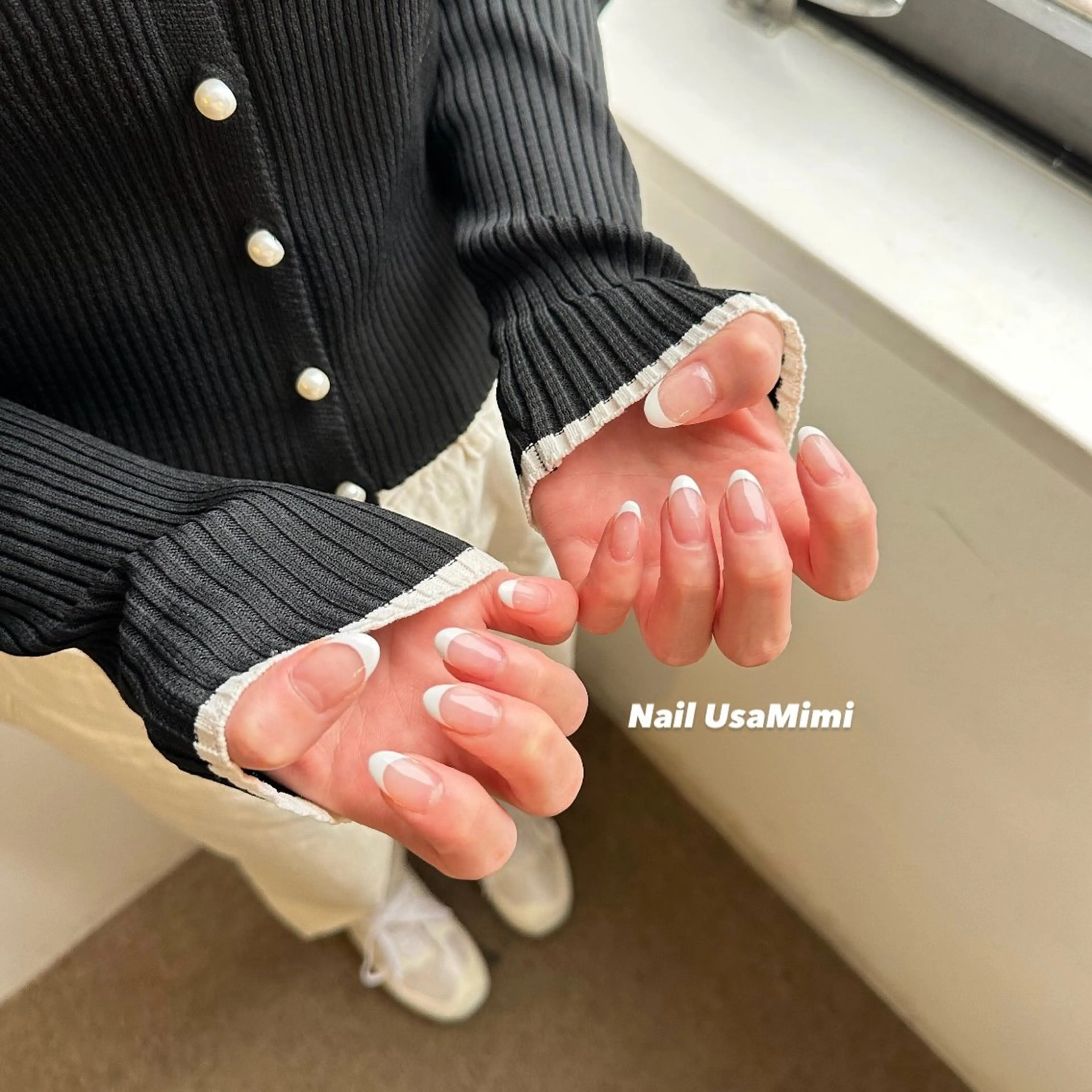 ネイル ホワイト ハンドネイル 本町ネイルNail UsaMimiのネイルデザイン