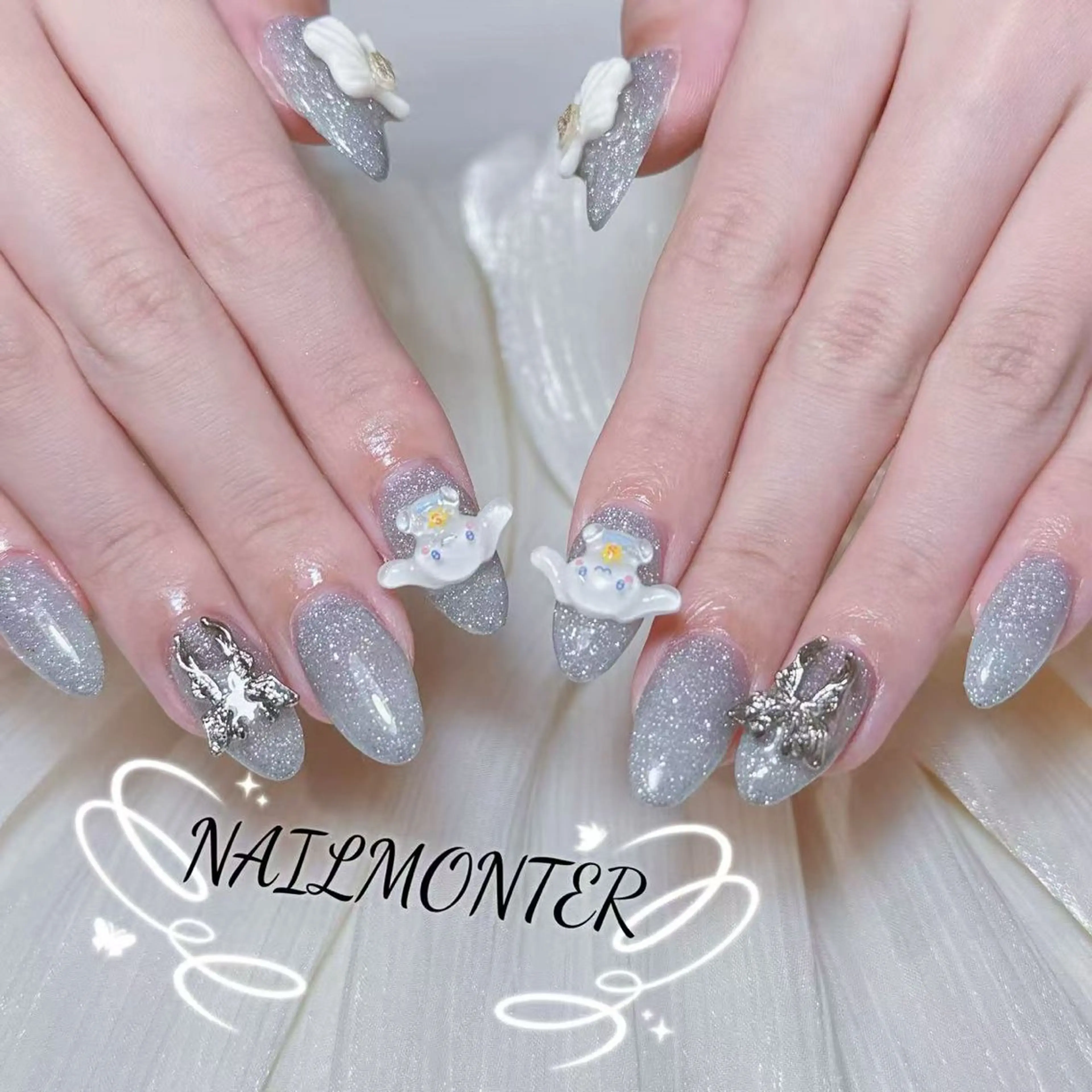 ネイル アートネイル オーロラネイル ガーリー キラキラネイル 韓国ネイル ハンドネイル ハンドケア Nail Monsterのネイルデザイン