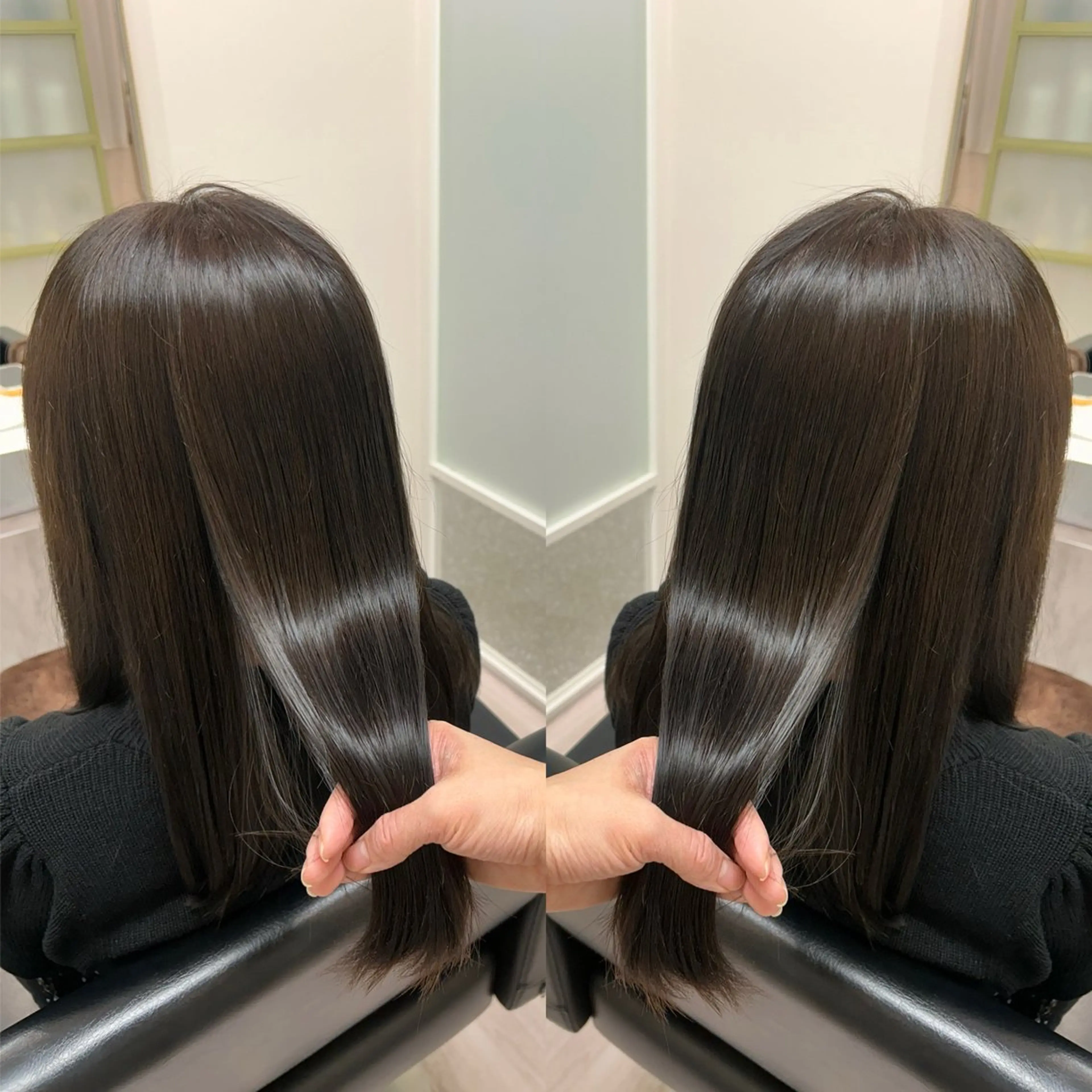 セミロング カラー グレージュ 韓国🇰🇷 ✂︎hair 内田愛のヘアスタイル