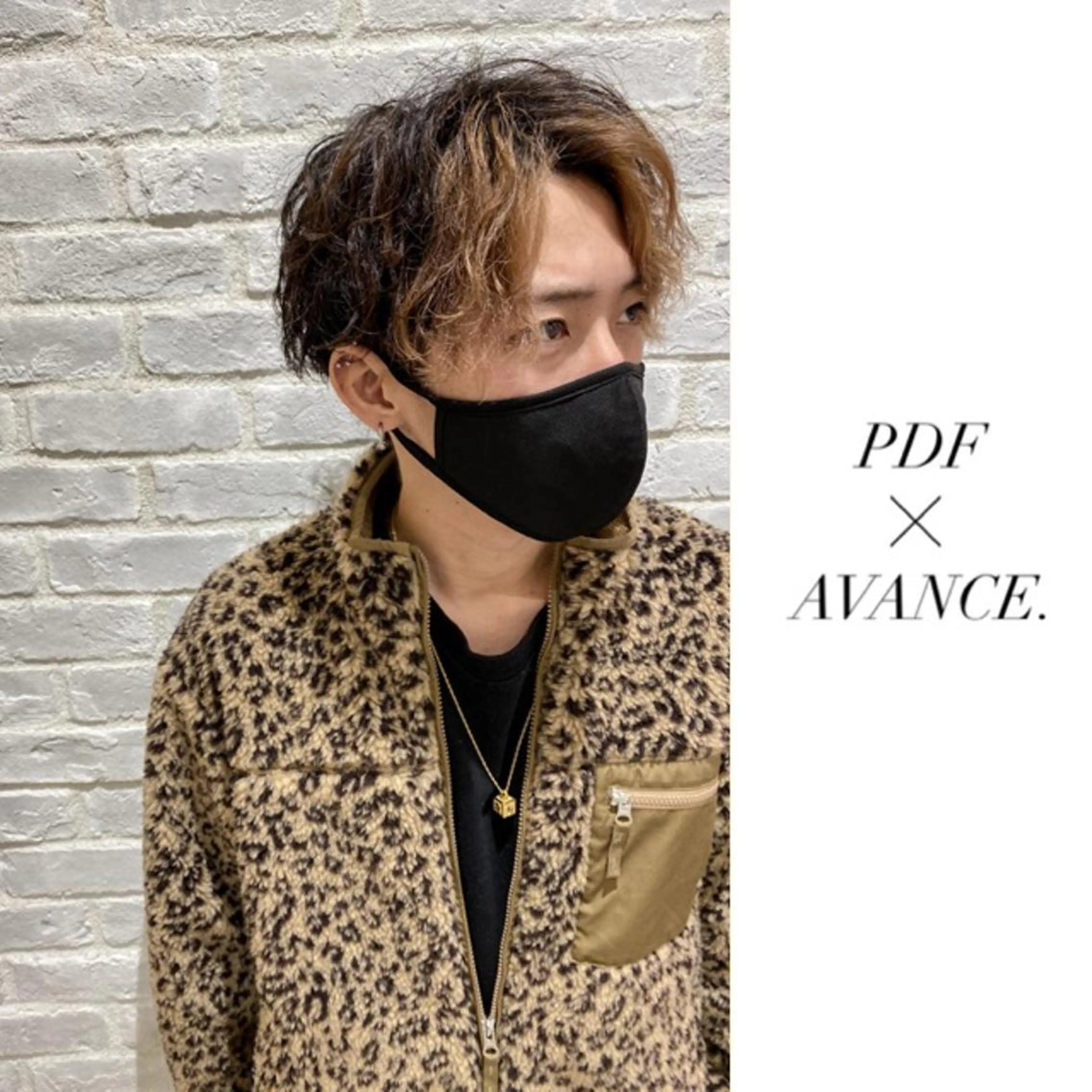 ミディアム カラー パーマ メンズ ミディアムパーマ メンズハイライト メンズパーマ ミストバング  フェイスフレーミング カット パーマ AVANCE.難波 店長 松元のヘアスタイル