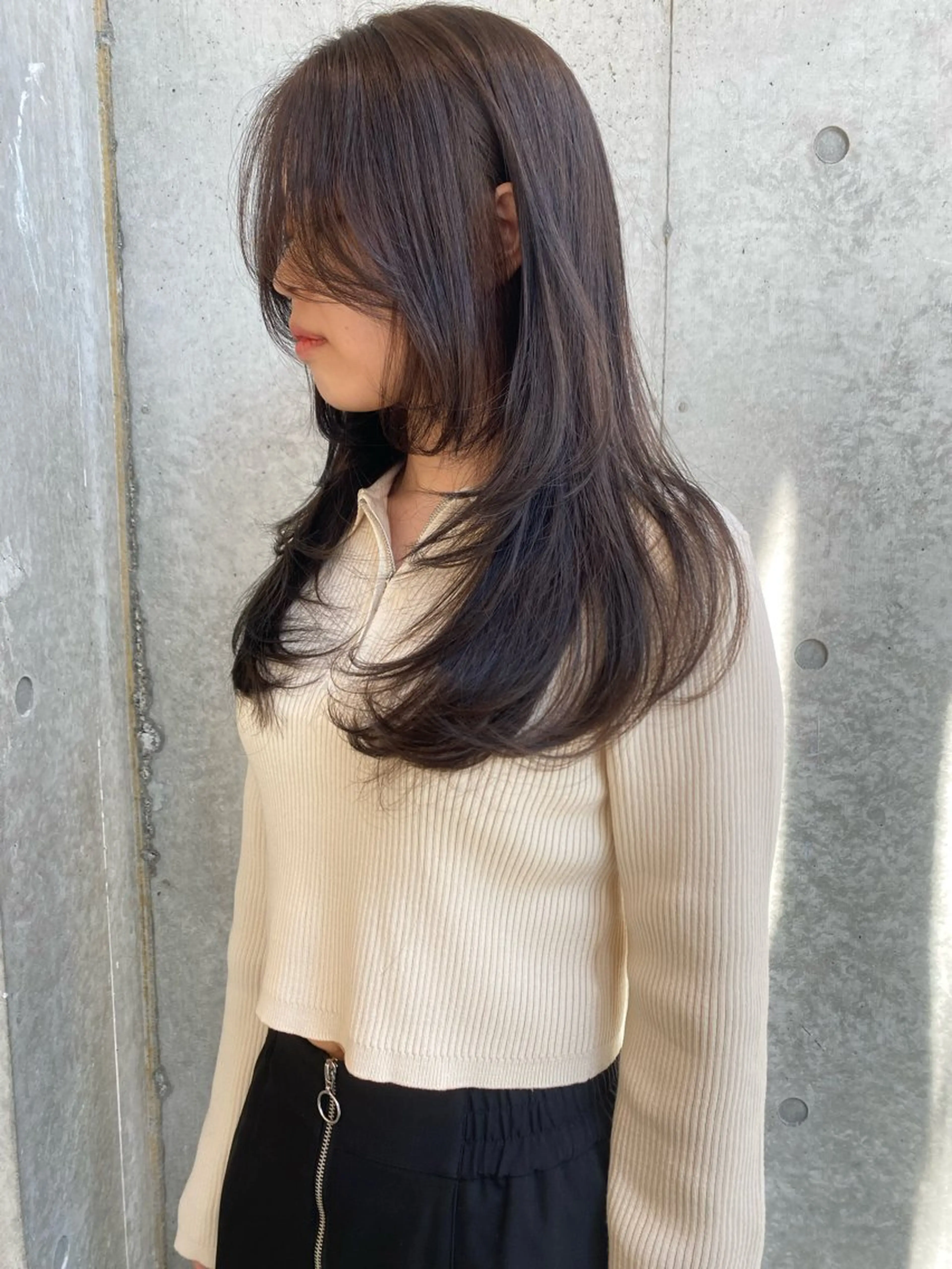 ロング カラー 韓国風ヘア レイヤーカット カット ヘアカラー トリートメント レイヤー/柔色 /saKiのヘアスタイル
