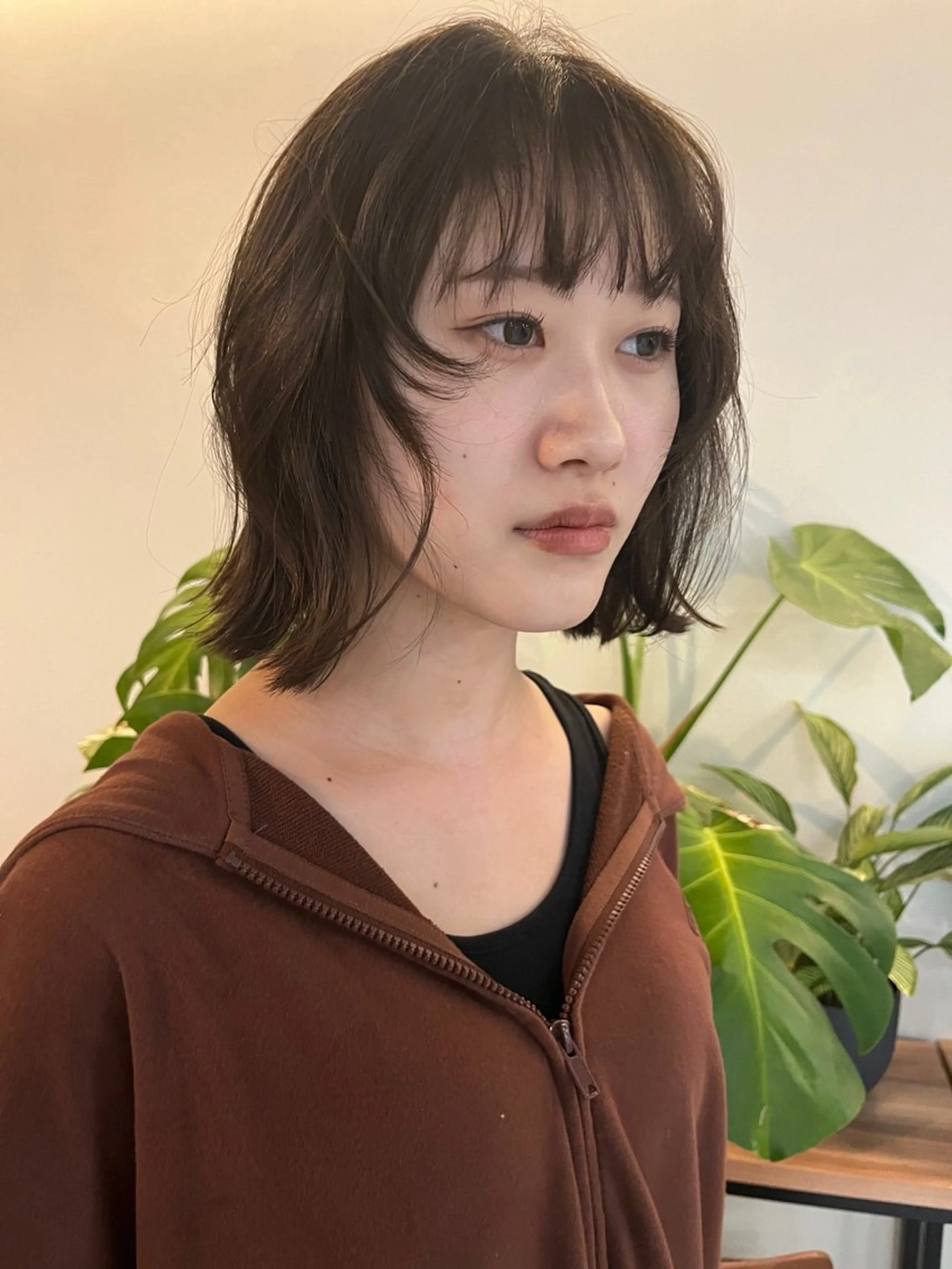 ショート アッシュ ボブ 顔まわりレイヤー 韓国風ヘア レイヤーカット ヘアカラー レイヤーカット\ウル フ　chinatsuのヘアスタイル
