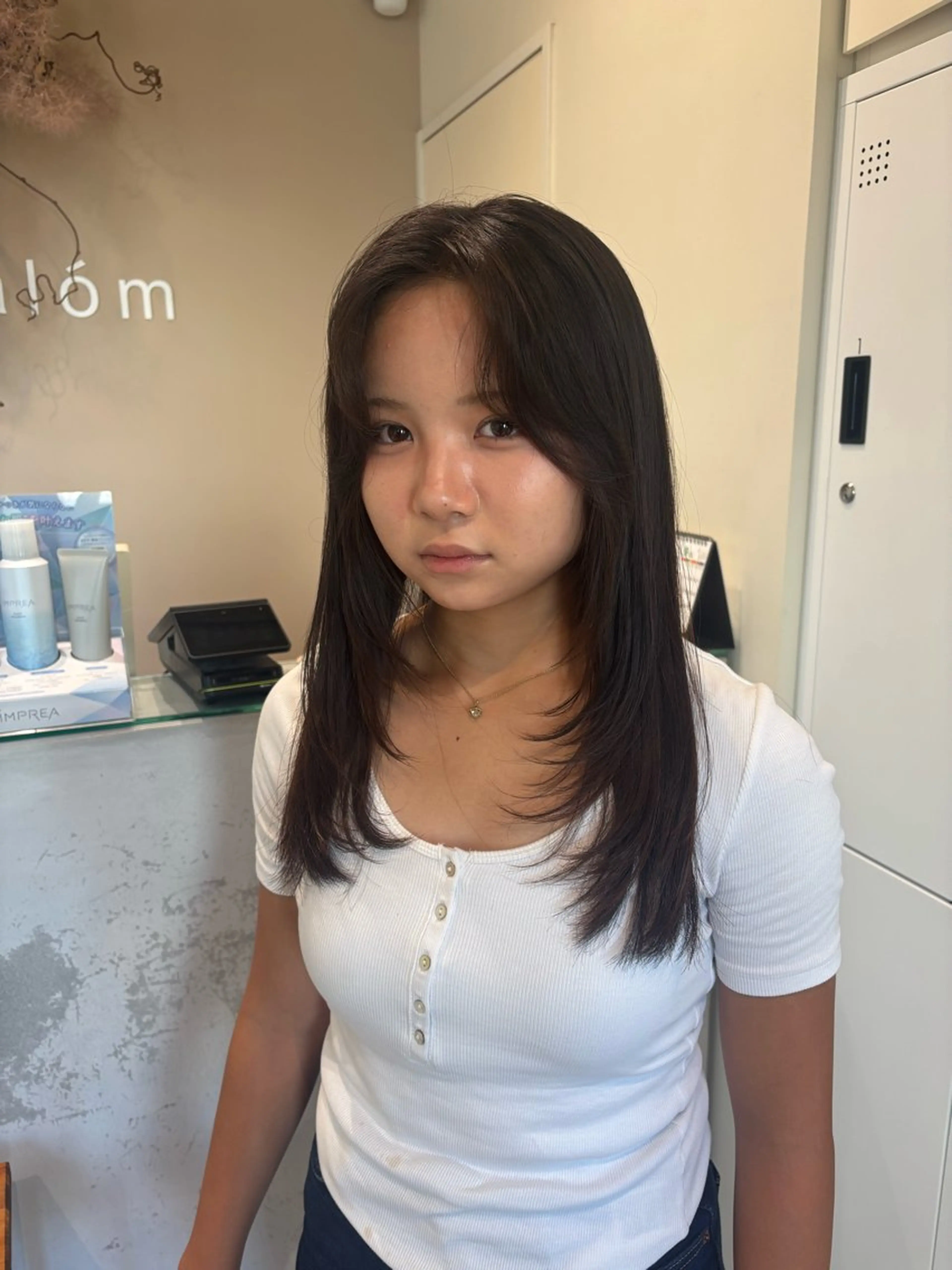 セミロング カット 髪質改善/暗髪カラー ヘアアレンジ/ｽﾐﾚのヘアスタイル