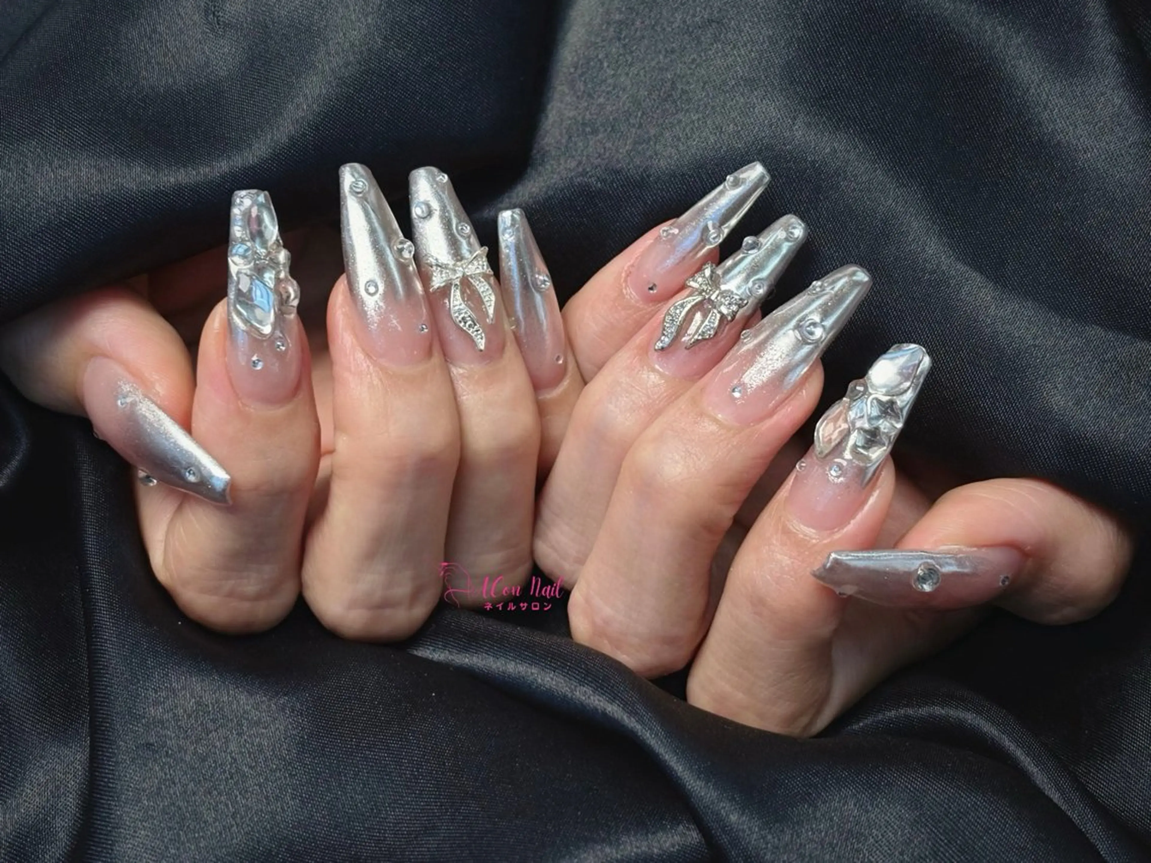 ネイル 桜ネイル 長さ出し フラワーネイル フレンチネイル ジェルネイル ハンドネイル AConNailSalon所属・ACon NailSalonのネイルデザイン