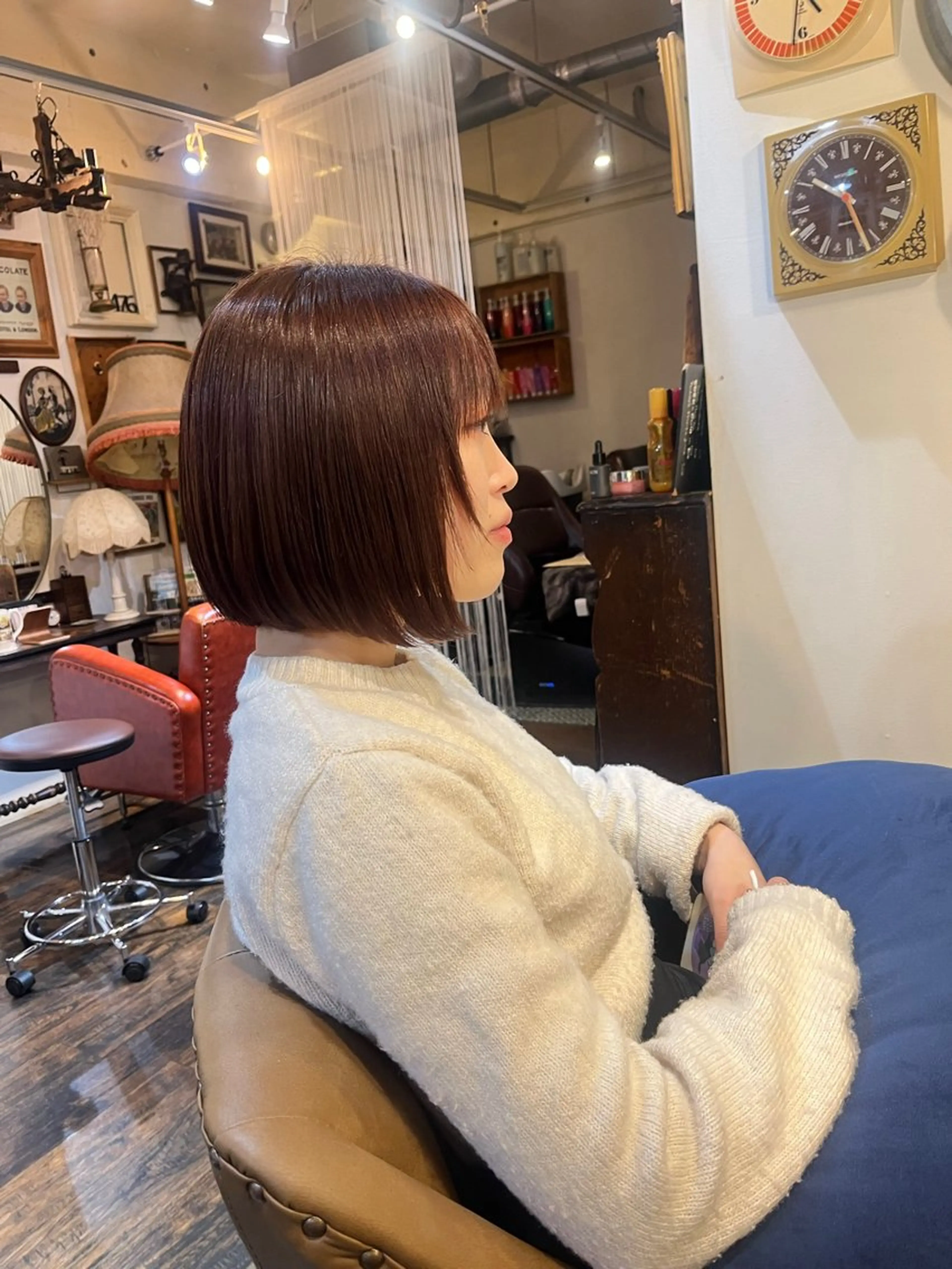 ショート カラー ピンクカラー ボブ 顔周りカット レイヤーカット カット ヘアカラー トリートメント ヘッドスパ 抜け感パーマ/ 顔まわり/緒方椋のヘアスタイル