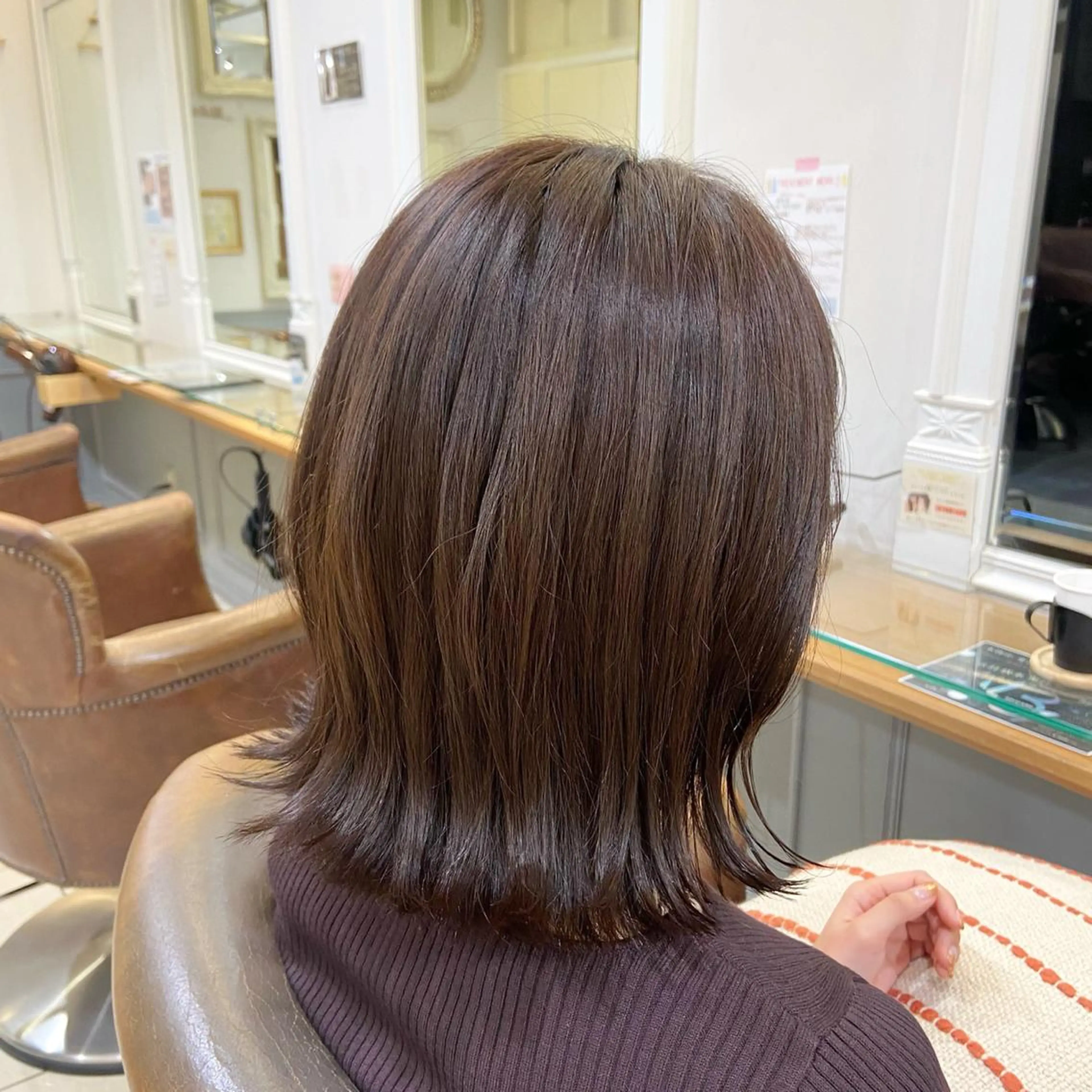 ミディアム カラー アッシュ アッシュブラウン ブラウンカラー 透明感カラー オレンジ カット ヘアカラー 🫧 nanaco🫧のヘアスタイル