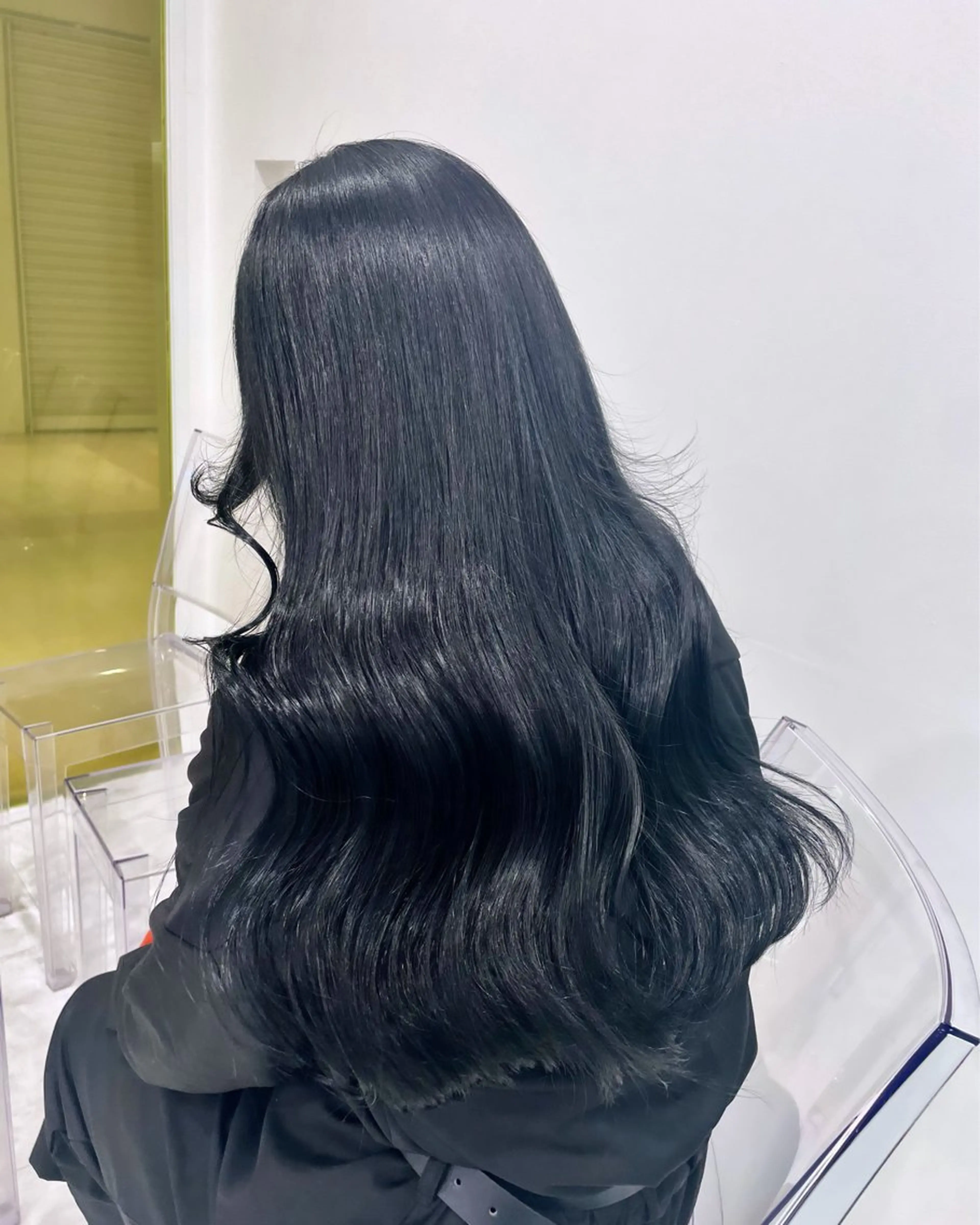 ロング カラー 黒髪 ブルーカラー ブルーブラック 透明感カラー ヘアカラー 🧸韓国風艶髪/ 透明感抜群カラー🧸のヘアスタイル