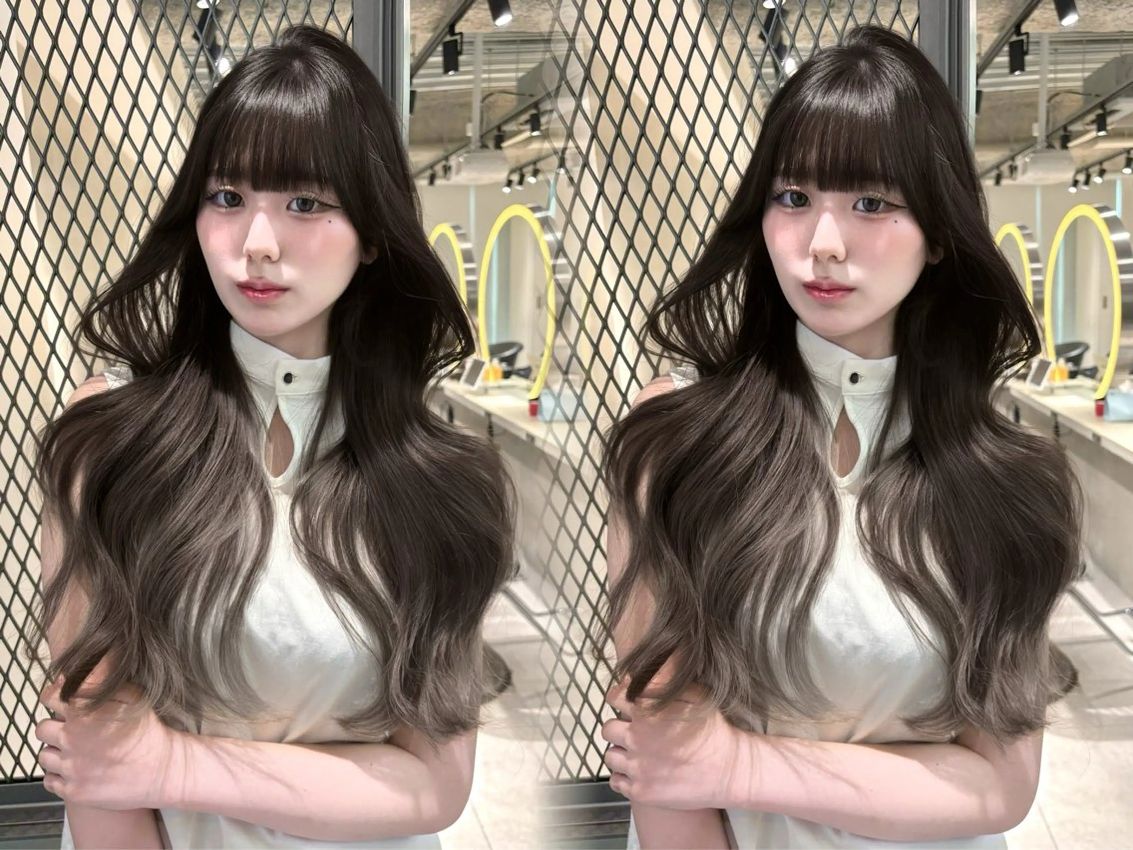 セミロング カット ヘアカラー トリートメント 韓国🇰🇷レイヤー 透明感/秀瑛🩶のヘアスタイル